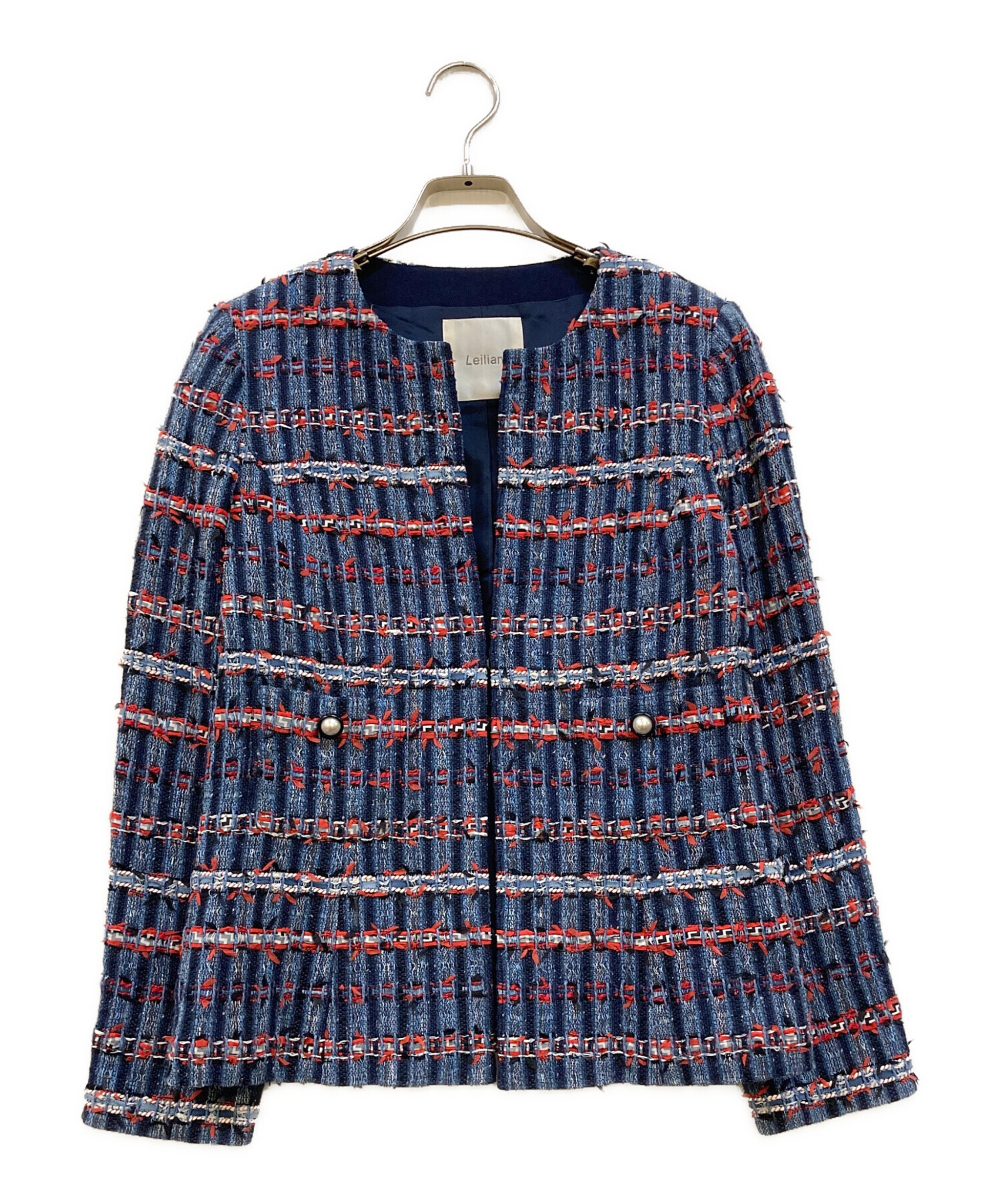 中古・古着通販】LEILIAN (レリアン) ノーカラーツイードジャケット