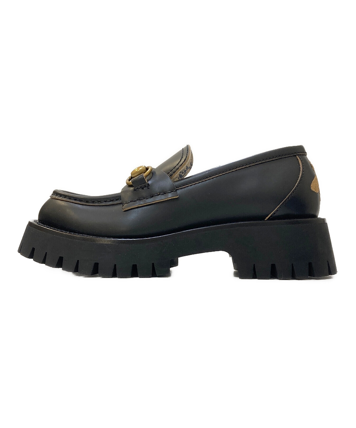 GUCCI グッチ ビットローファー 黒 レザーシューズ 8D イタリア製 中古・古着通販】GUCCI (グッチ) レザーホースビットローファー