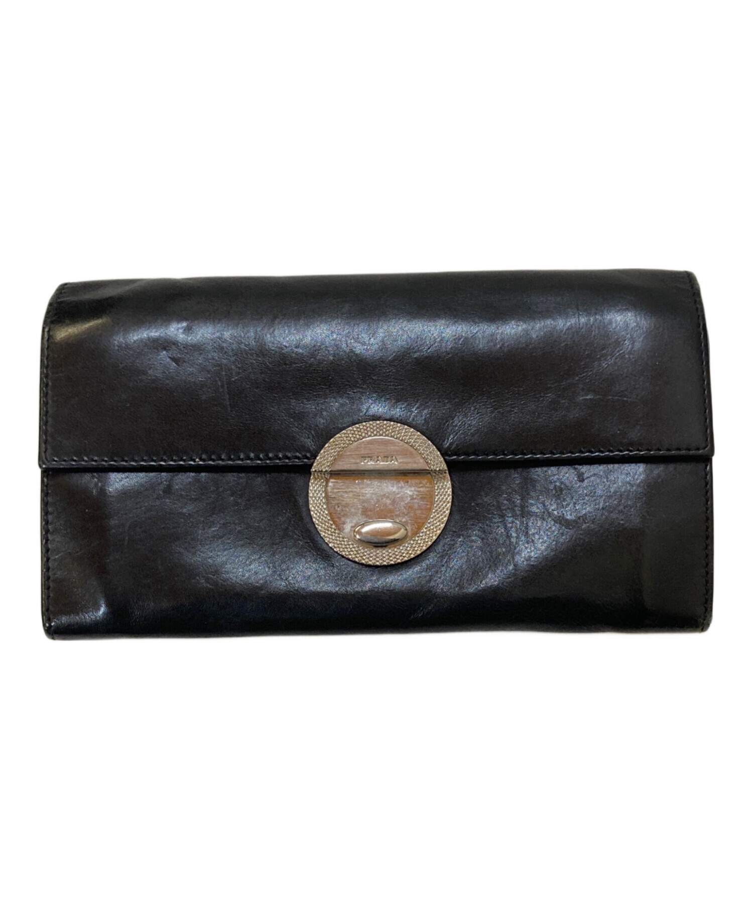 中古・古着通販】PRADA (プラダ) サークルロゴ レザーロングウォレット
