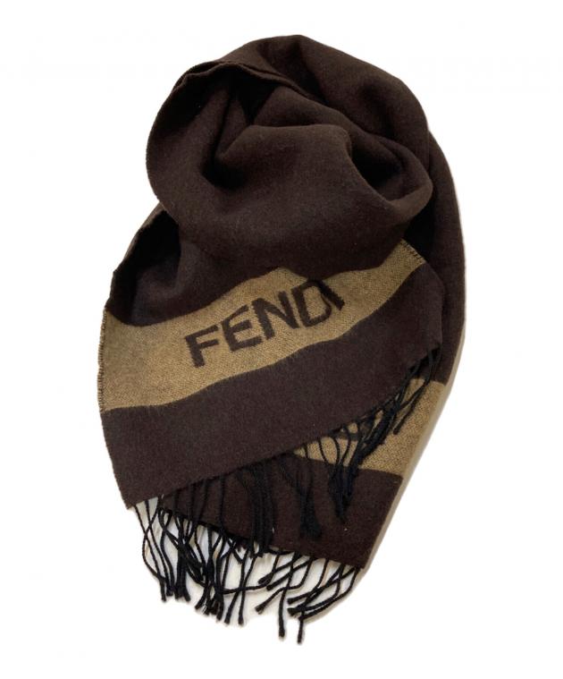 中古・古着通販】FENDI (フェンディ) ウールロゴマフラー ブラウン