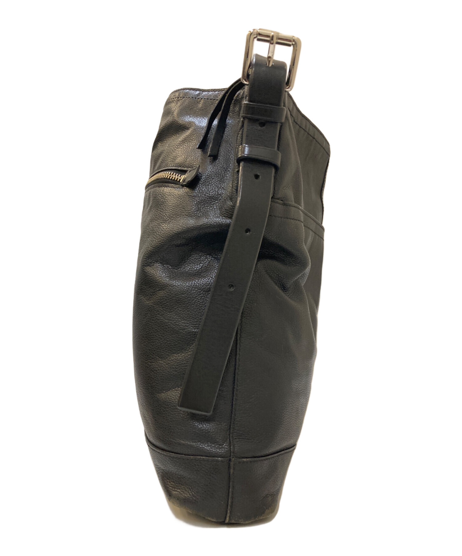 中古・古着通販】COACH (コーチ) レザーショルダーバッグ ブラック