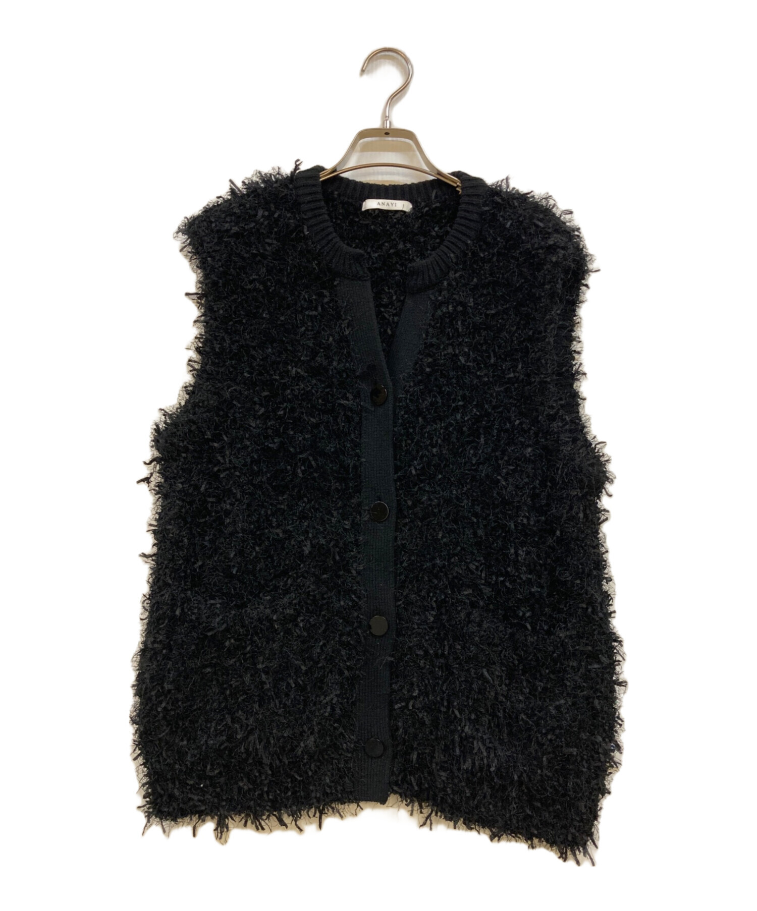 中古・古着通販】ANAYI (アナイ) ペーパーフェザーモールジレ ブラック