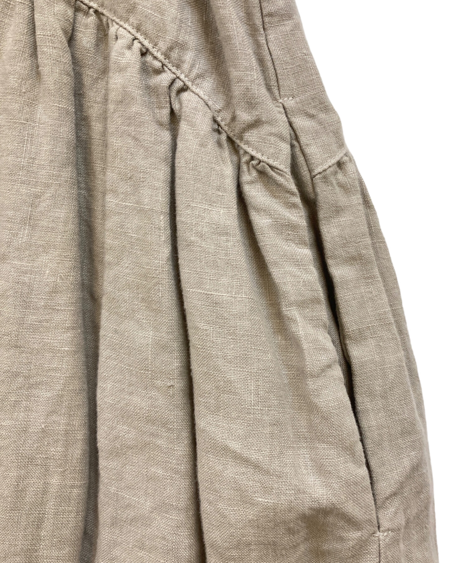 【nestRobe】リネン半袖シャツワンピース ベージュ 中古・古着通販】nest Robe (ネストローブ) リネンシャツワンピース