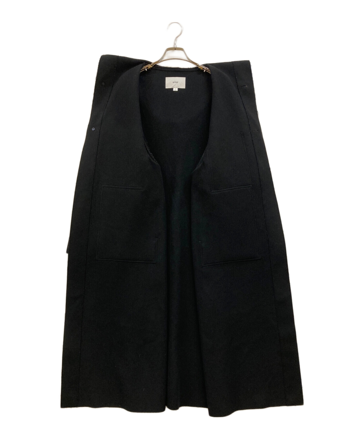 中古・古着通販】HYKE (ハイク) MELTON HOODED WORK COAT ブラック