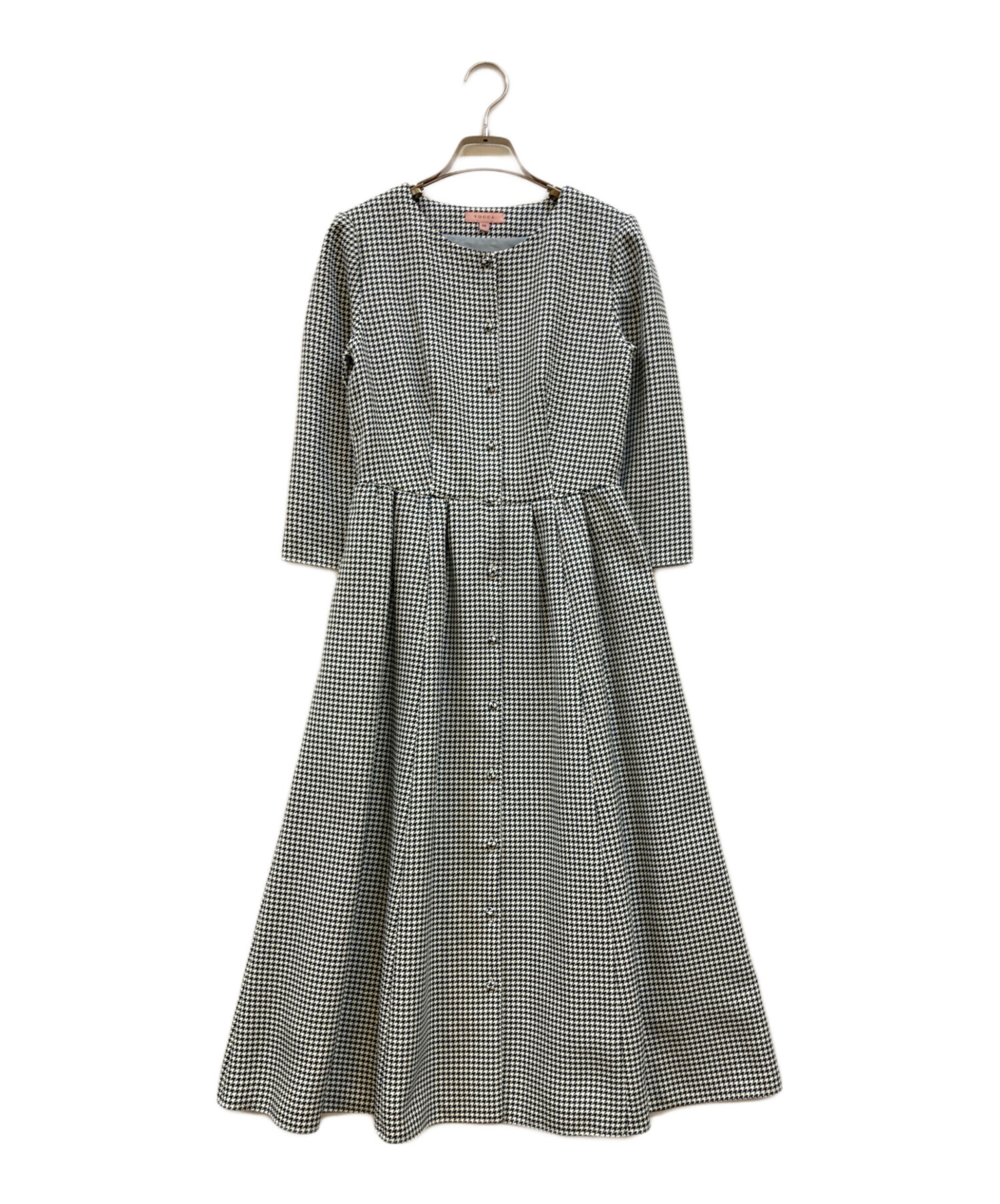 中古・古着通販】TOCCA (トッカ) 格子柄ワンピース グリーン×ホワイト
