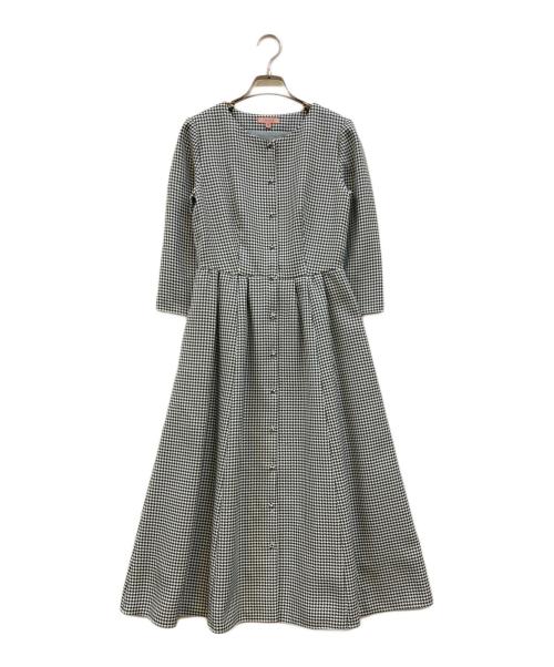中古・古着通販】TOCCA (トッカ) 格子柄ワンピース グリーン×ホワイト
