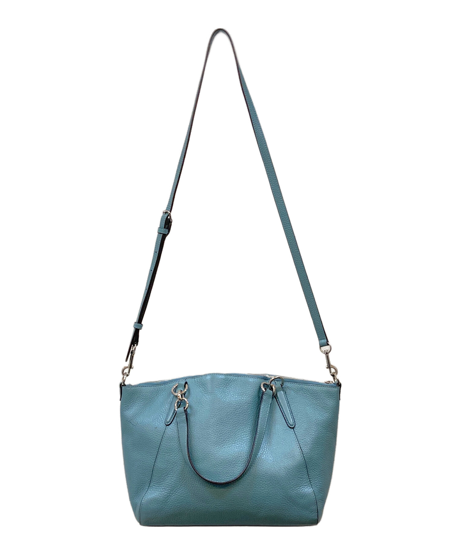 中古・古着通販】COACH (コーチ) 2WAYレザーショルダーバッグ ブルー 