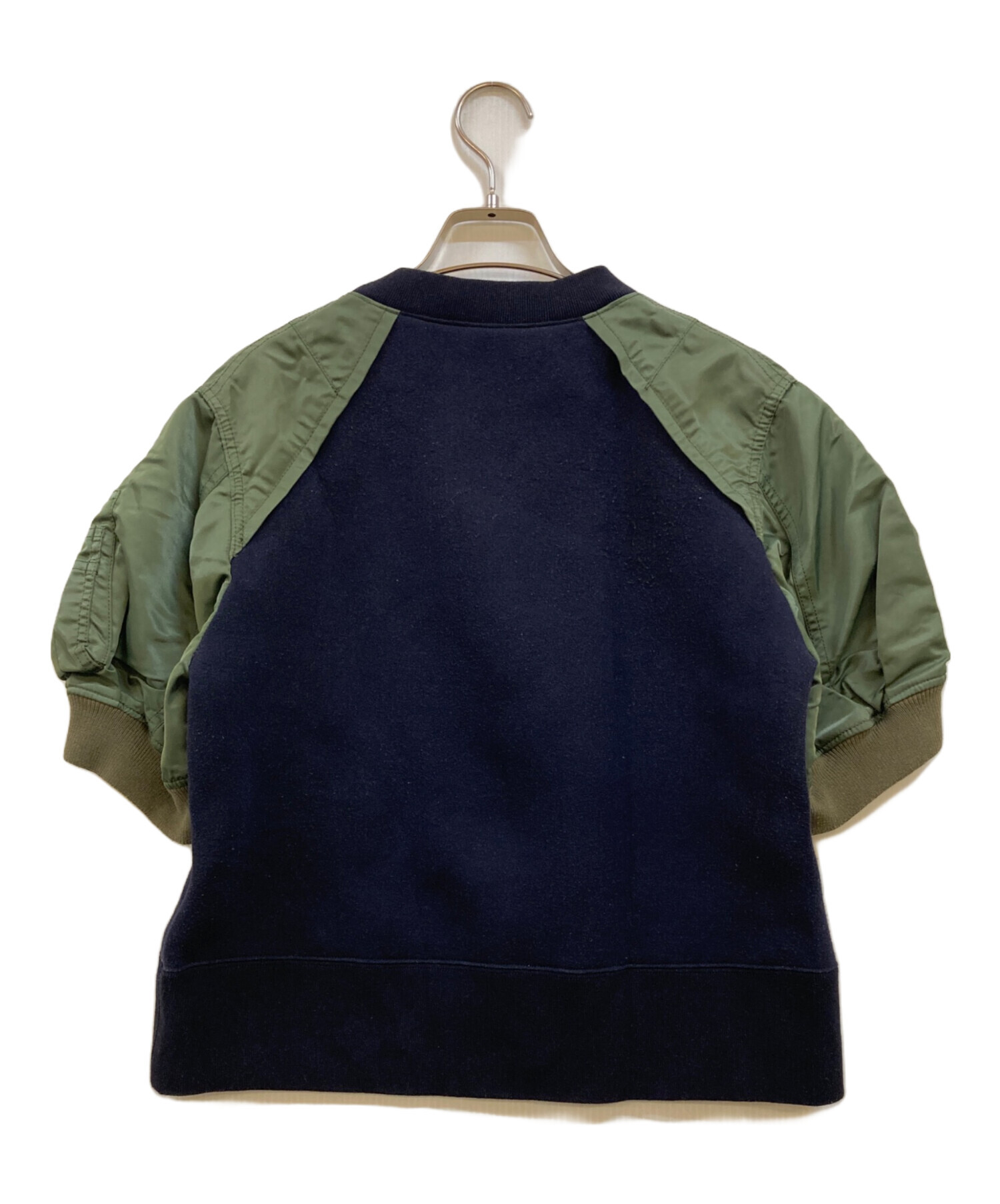 sacai / サカイ | 2020SS | Chiffon×Cotton Jersey Pullover シフォン コットン プリーツ レイヤード 半袖 カットソー | 4 | カーキ | レディース sacai / サカイ | 2020SS | Chiffon×Cotton Jersey Pullover シフォン
