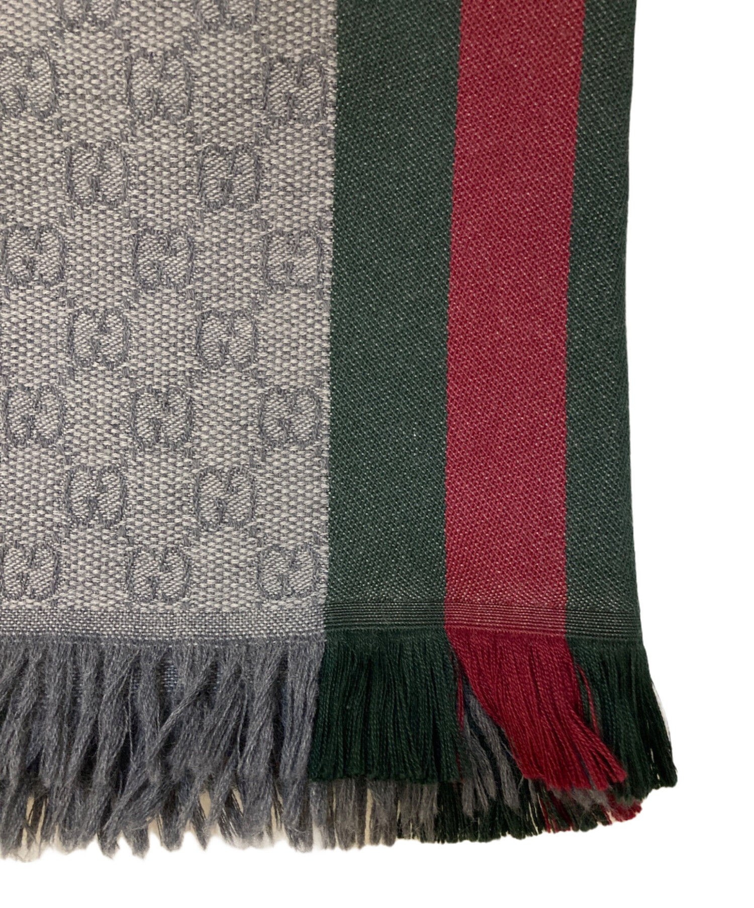 中古・古着通販】GUCCI (グッチ) ウールシルク GG総柄 ストール グレー