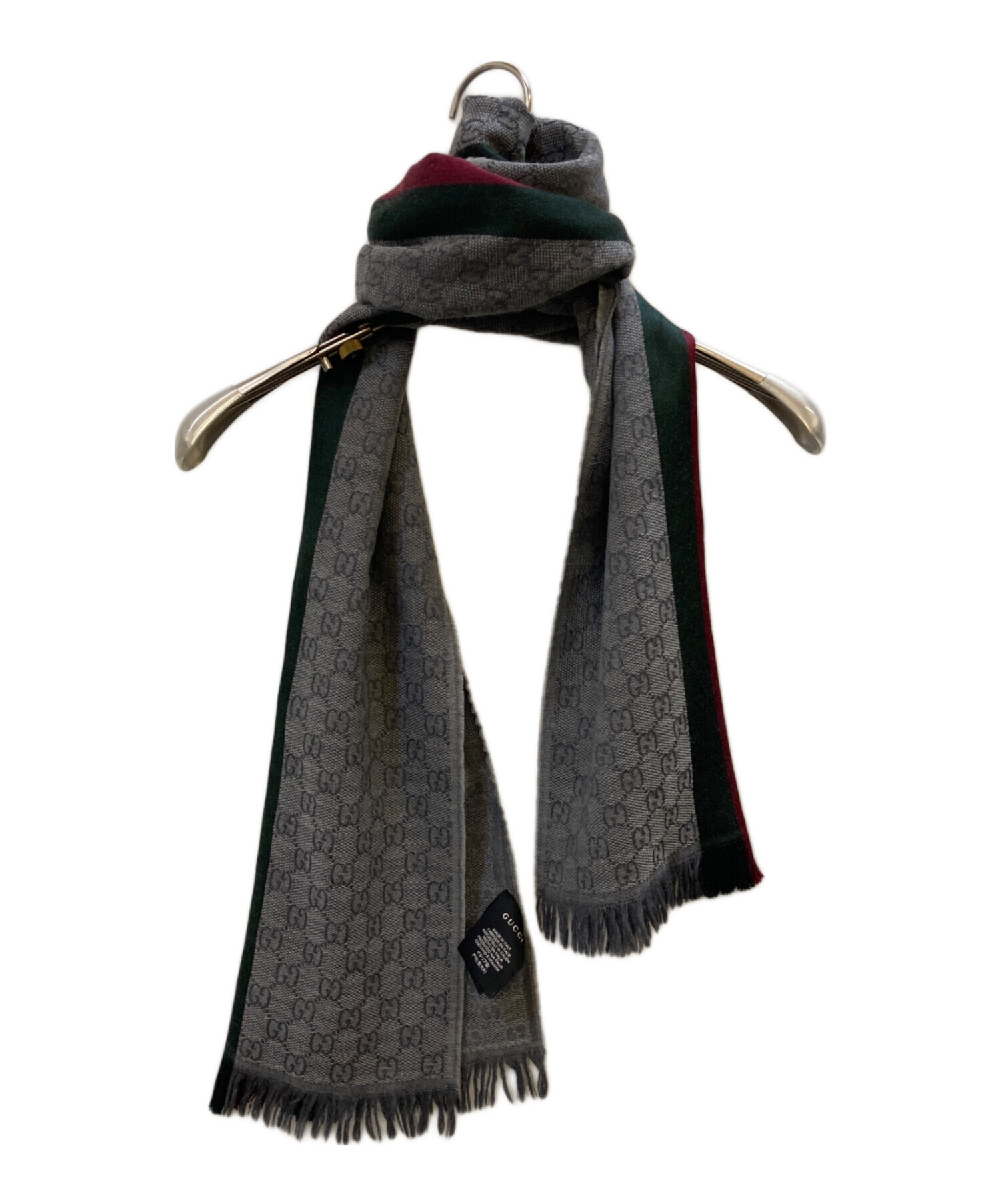 中古・古着通販】GUCCI (グッチ) ウールシルク GG総柄 ストール グレー