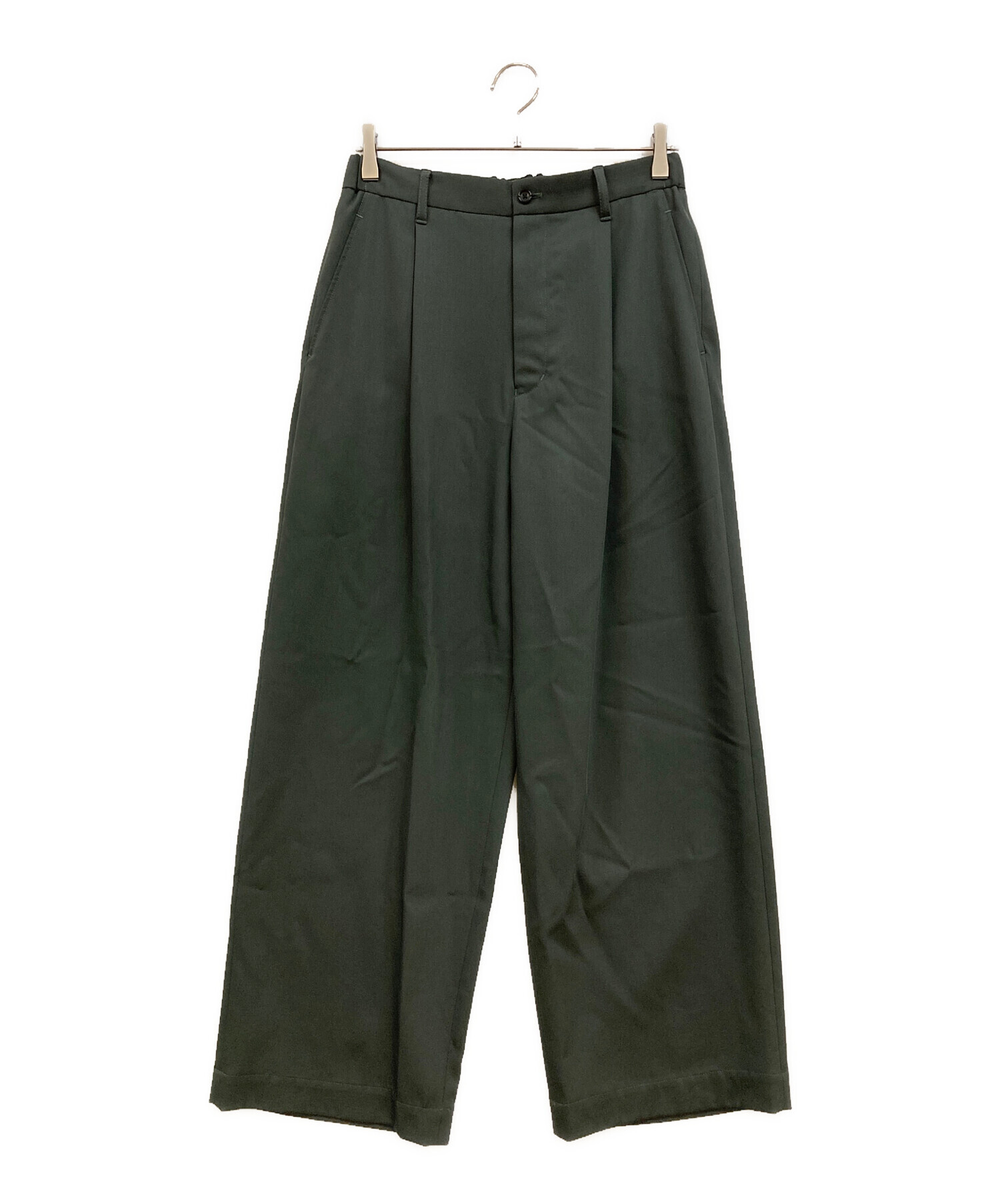 Graphpaper グリーン スラックス 中古・古着通販】Graphpaper (グラフペーパー) Techno Wool Nylon Wide