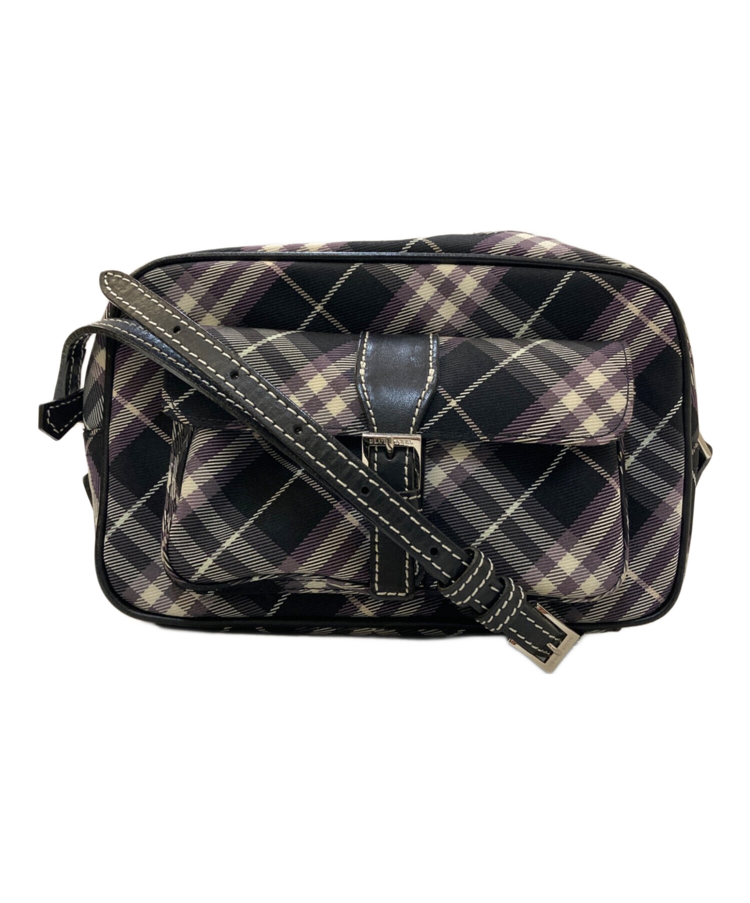 BURBERRY BLUE LABEL バーバリーブルーレーベル ショルダーバッグ チェック柄 ブラック×グレー 中古・古着通販】BURBERRY BLUE LABEL (バーバリー ブルー レーベル
