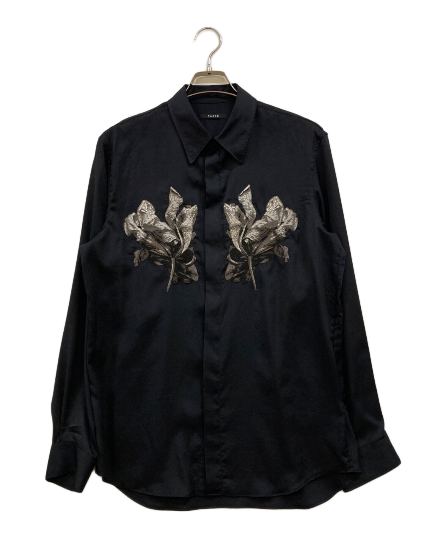 【定価37,400円】ターク・TAAKK プリントシャツ　サイズ2 ブラック 中古・古着通販】TAAKK (ターク) EMBROIDERY SHIRTS ブラック サイズ:2