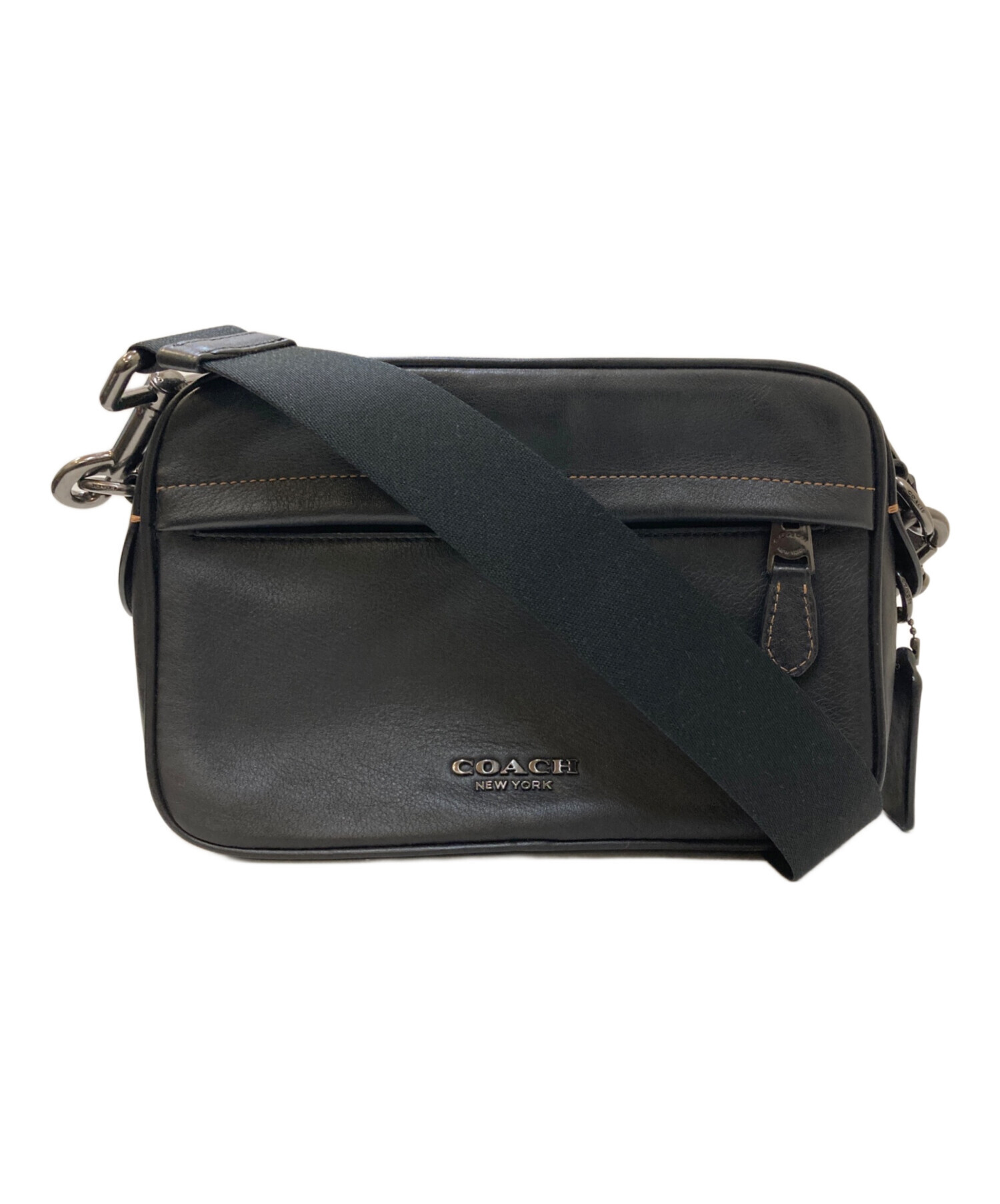 中古・古着通販】COACH (コーチ) レザーショルダーバッグ ブラック