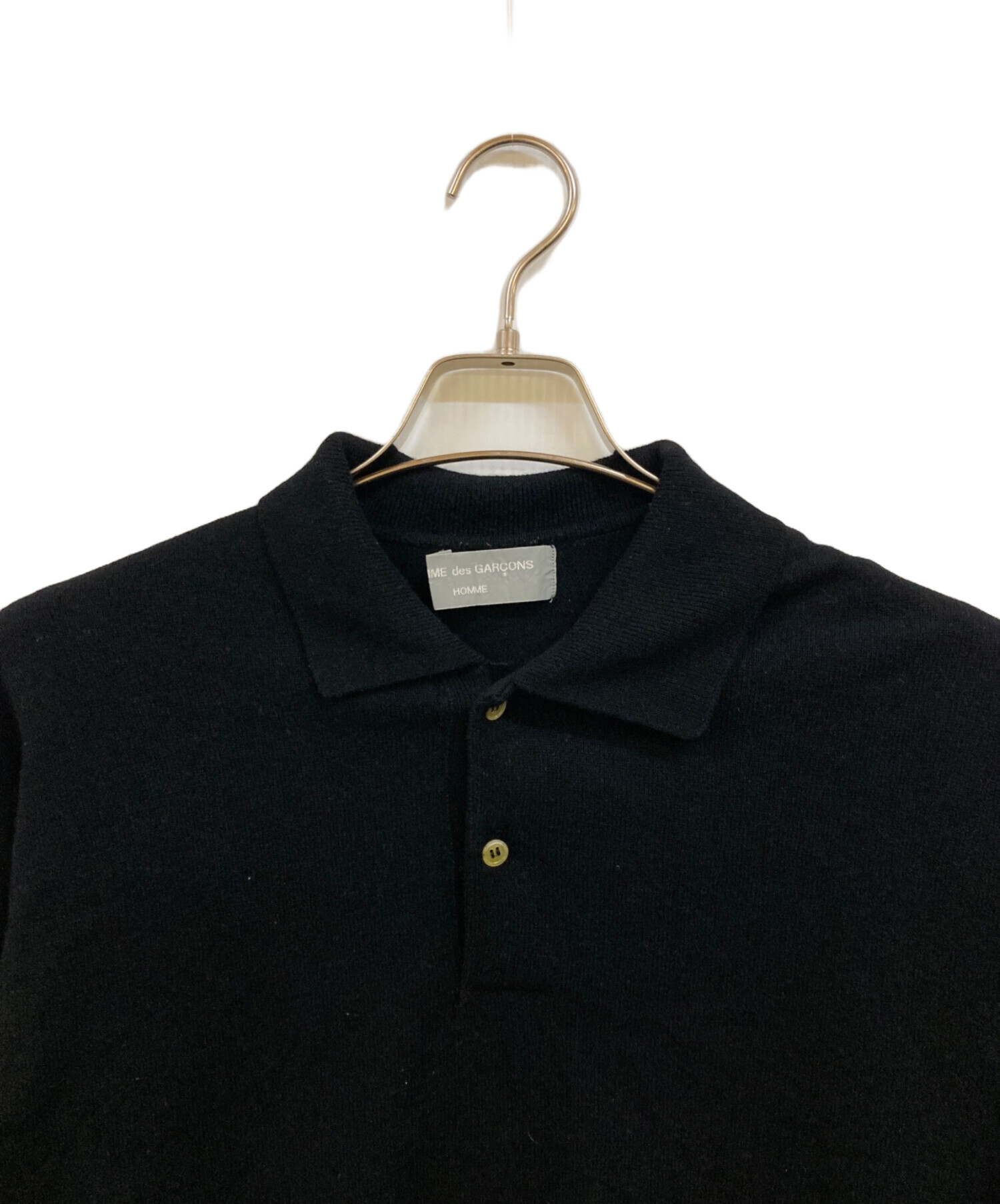 COMME des GARÇONS HOMME ニットポロ 田中オム ブラック 80s COMME des GARCONS HOMME ニット ポロシャツ ブラック ニットポロ