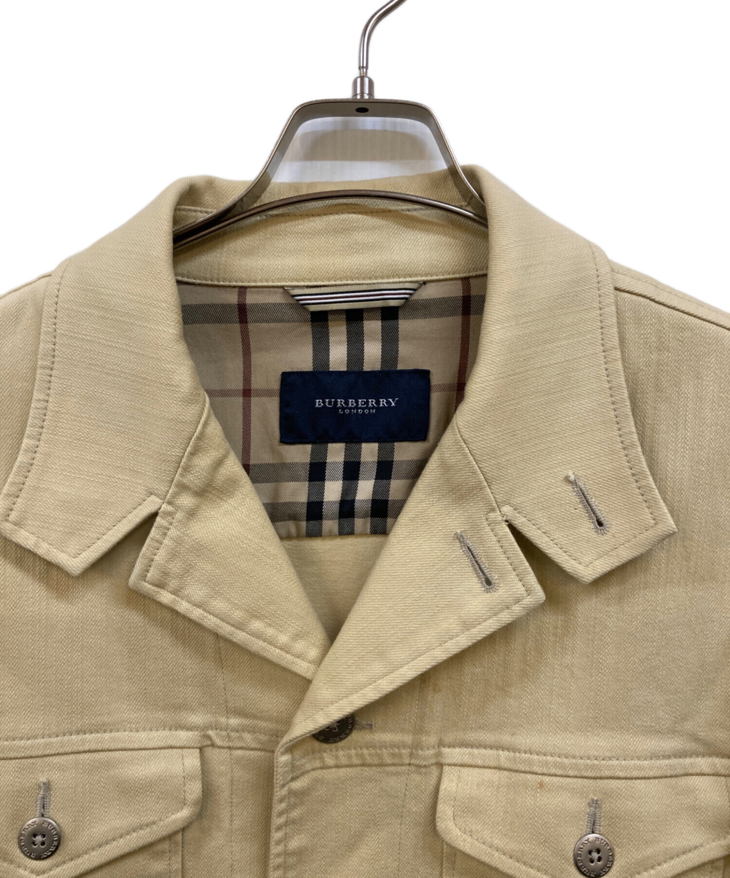 美品　バーバリーロンドン　麻30 ノーカラー背抜き8分袖ジャケット 44ベージュ 中古・古着通販】BURBERRY LONDON (バーバリーロンドン) 裏地ノバ