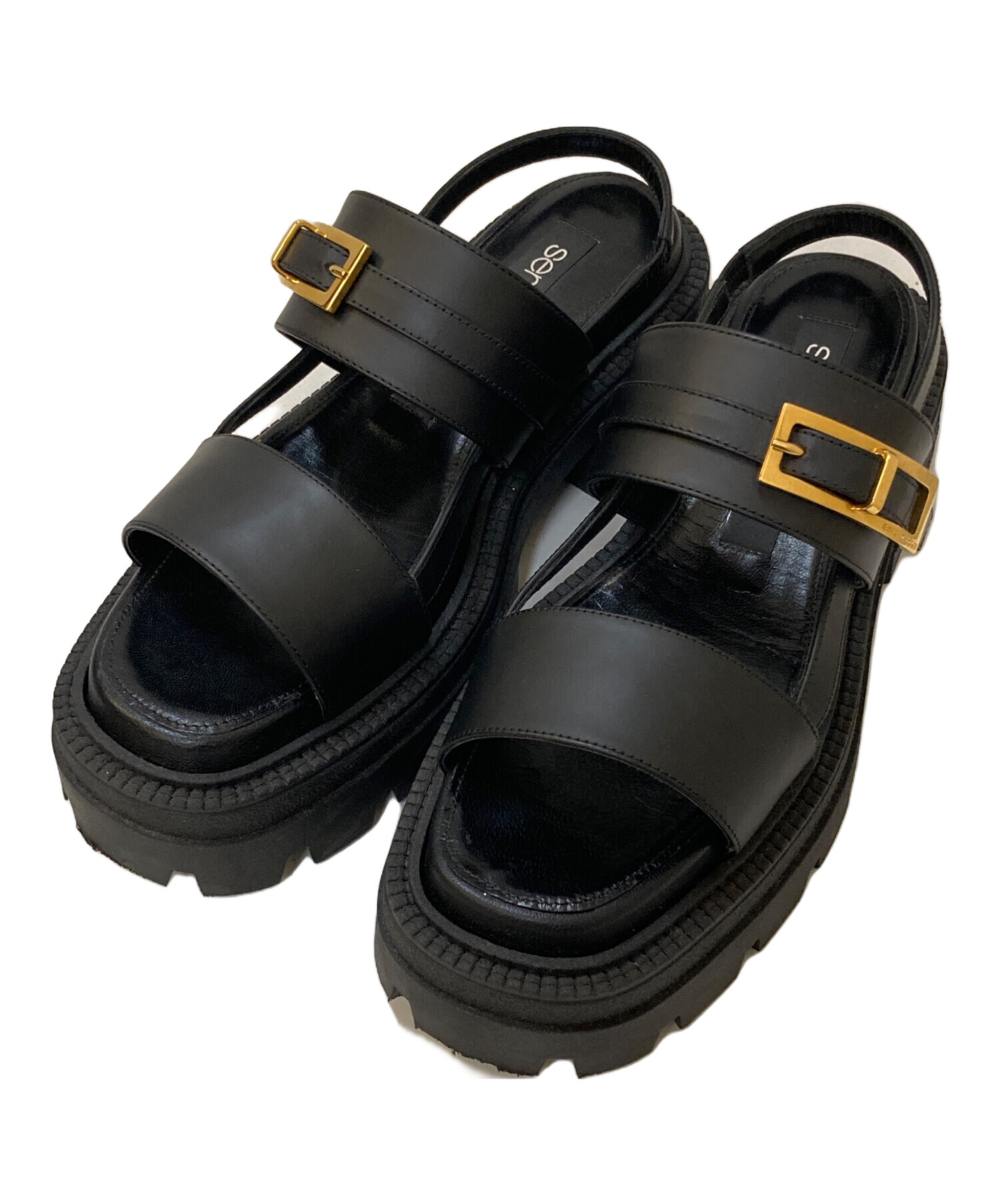 sergio rossi ブラックサンダル 35 中古・古着通販】sergio rossi (セルジオロッシ) バックスリングチャン