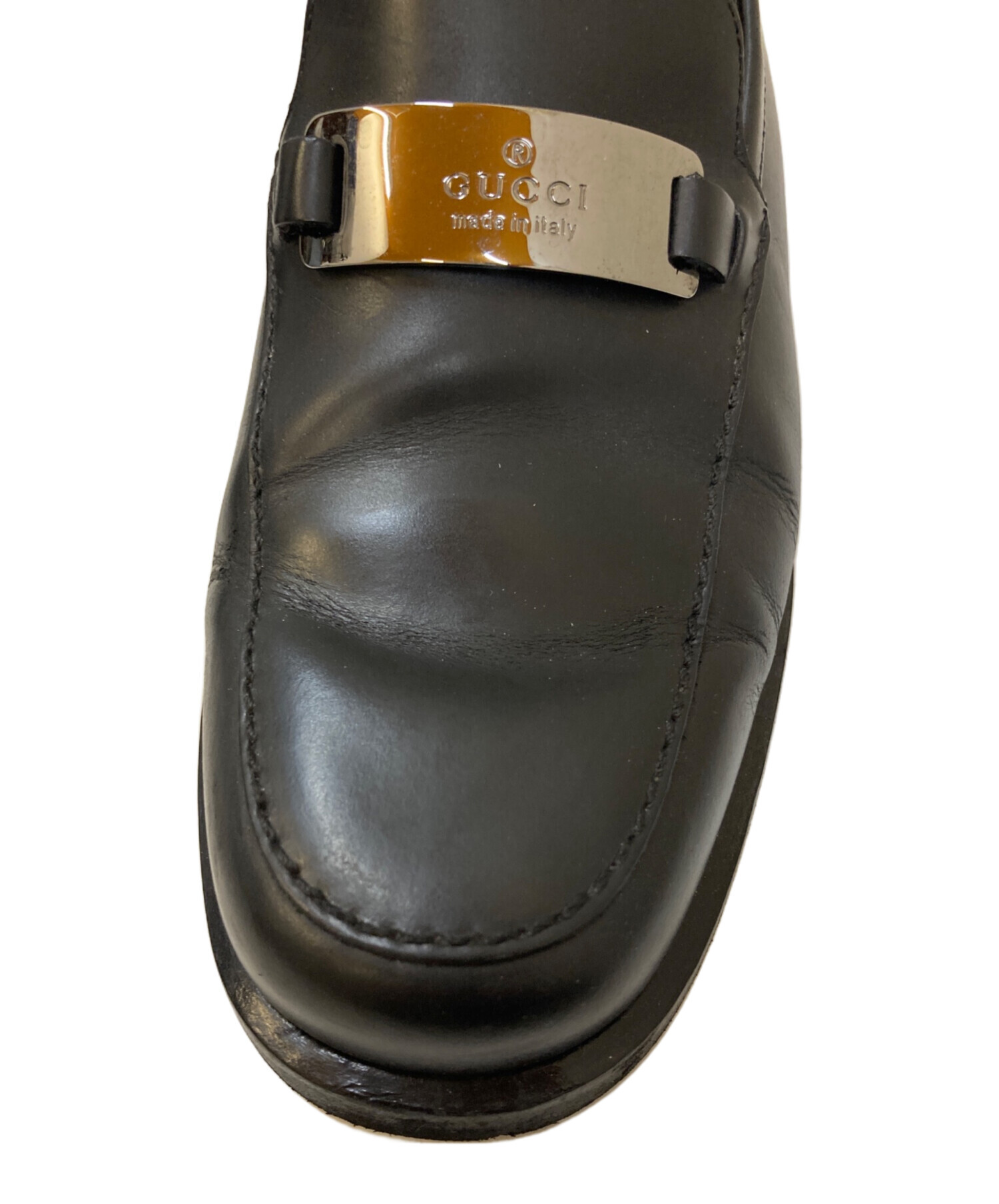 中古・古着通販】GUCCI (グッチ) ロゴプレート コインローファー