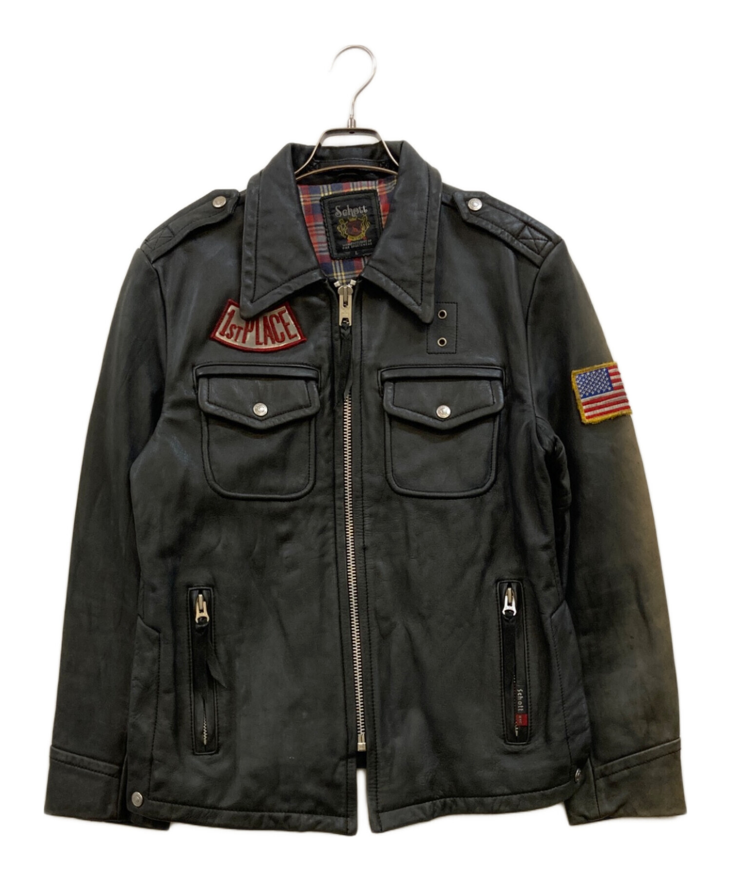 中古・古着通販】Schott (ショット) レザーポリスジャケット ブラック