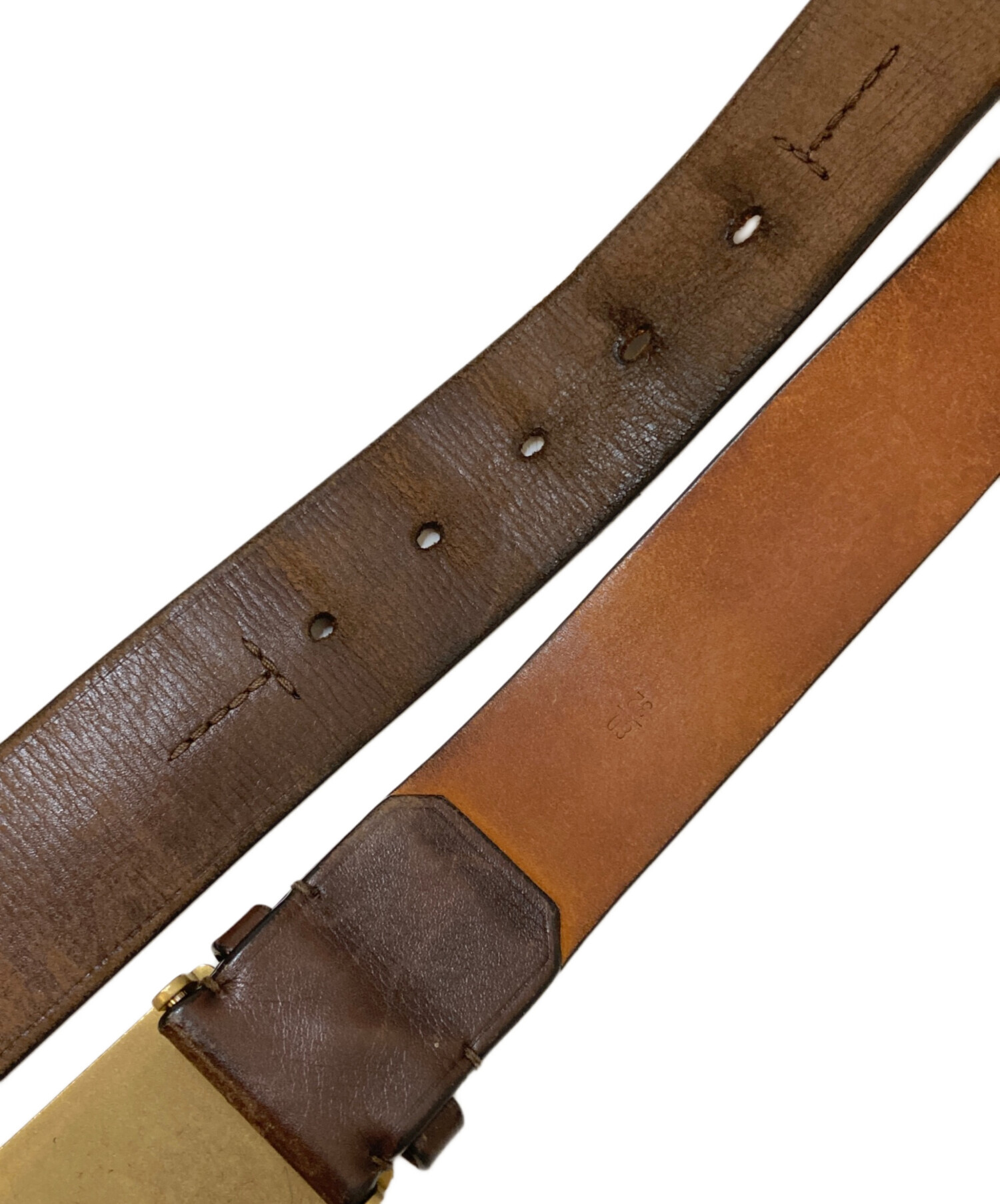 Louis Vuitton レザーベルト ブラウン 中古・古着通販】LOUIS VUITTON (ルイ ヴィトン) サンチュール アン