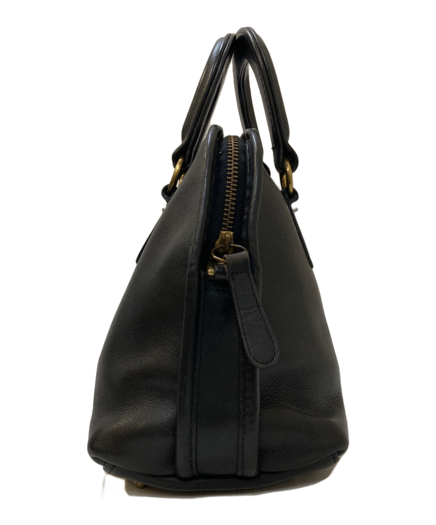 COACH ブラック レザー ビジネスバッグ肩掛けバンド有り 中古・古着通販】COACH (コーチ) レザーハンドバッグ ブラック