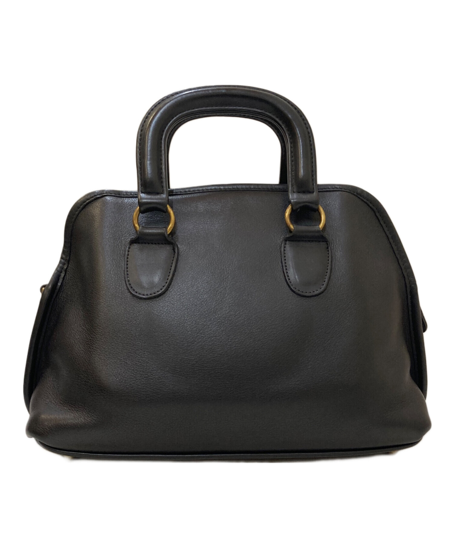 中古・古着通販】COACH (コーチ) レザーハンドバッグ ブラック 