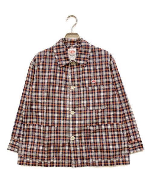 DANTON ジャケット ネイビーとブラウンチェック柄 中古・古着通販】DANTON (ダントン) チェックシャツ ネイビー サイズ:S