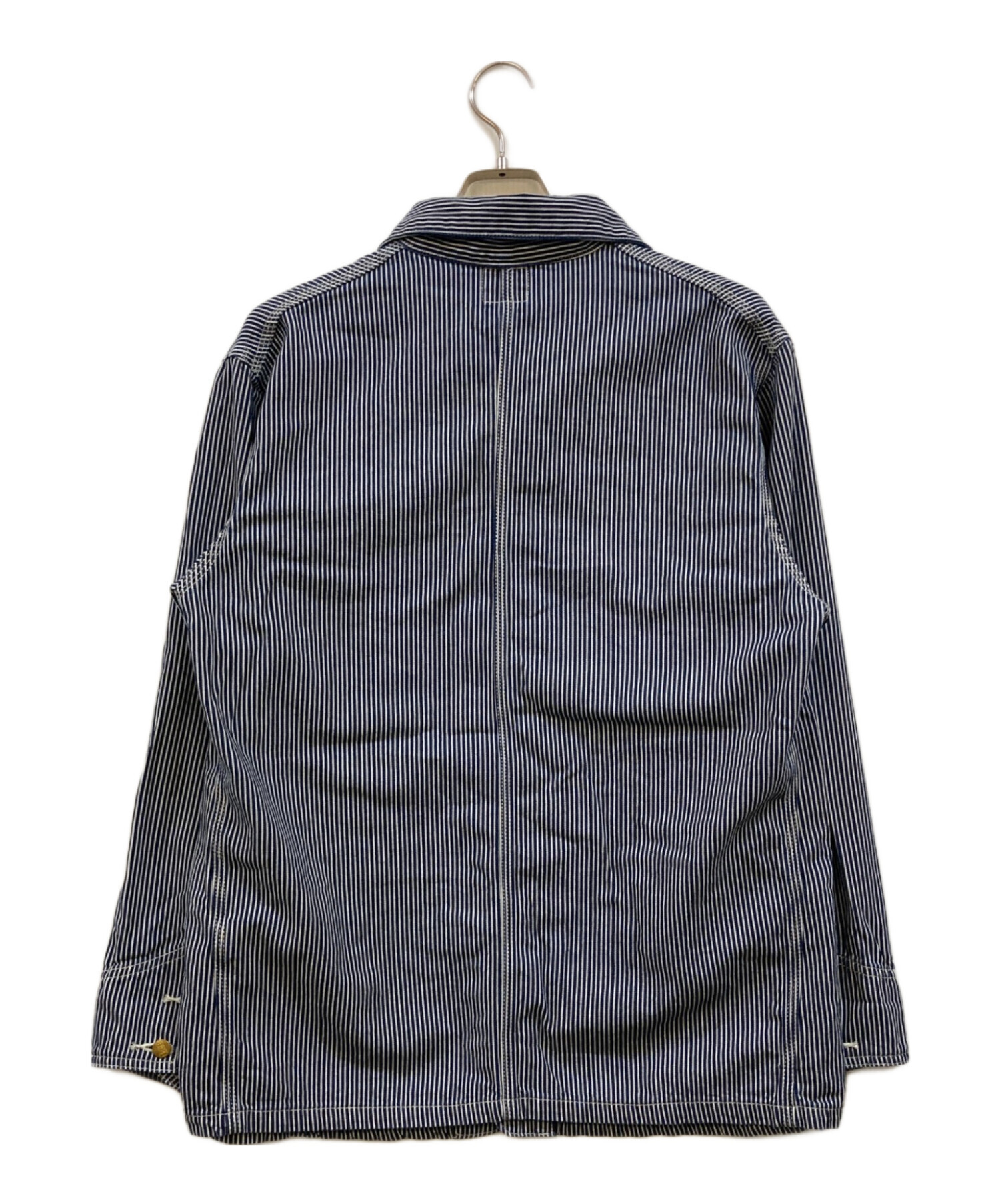 中古・古着通販】LEE (リー) ヒッコリーカバーオール ホワイト×ブルー