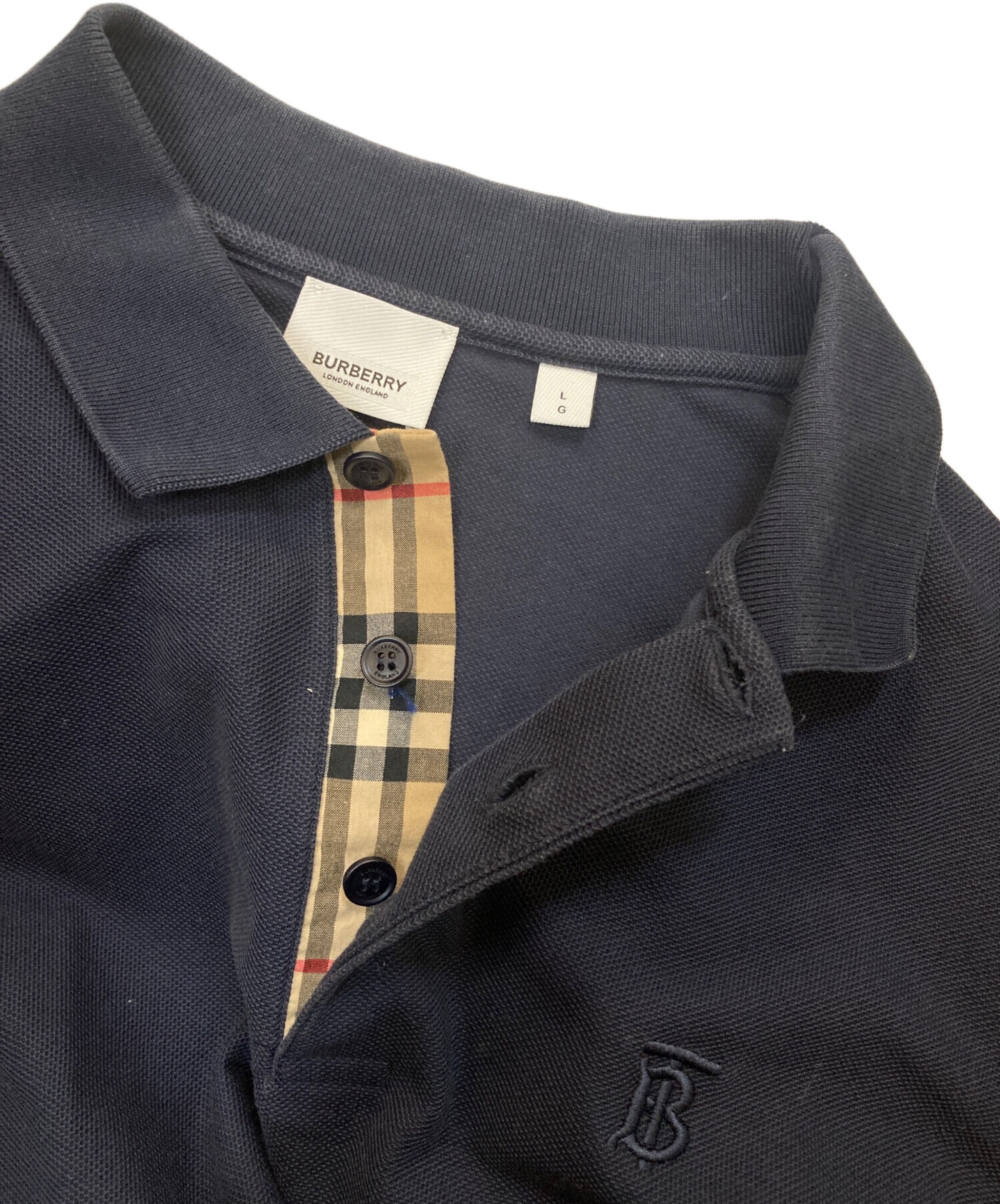 中古・古着通販】BURBERRY (バーバリー) ロゴ刺繍ポロシャツ ネイビー