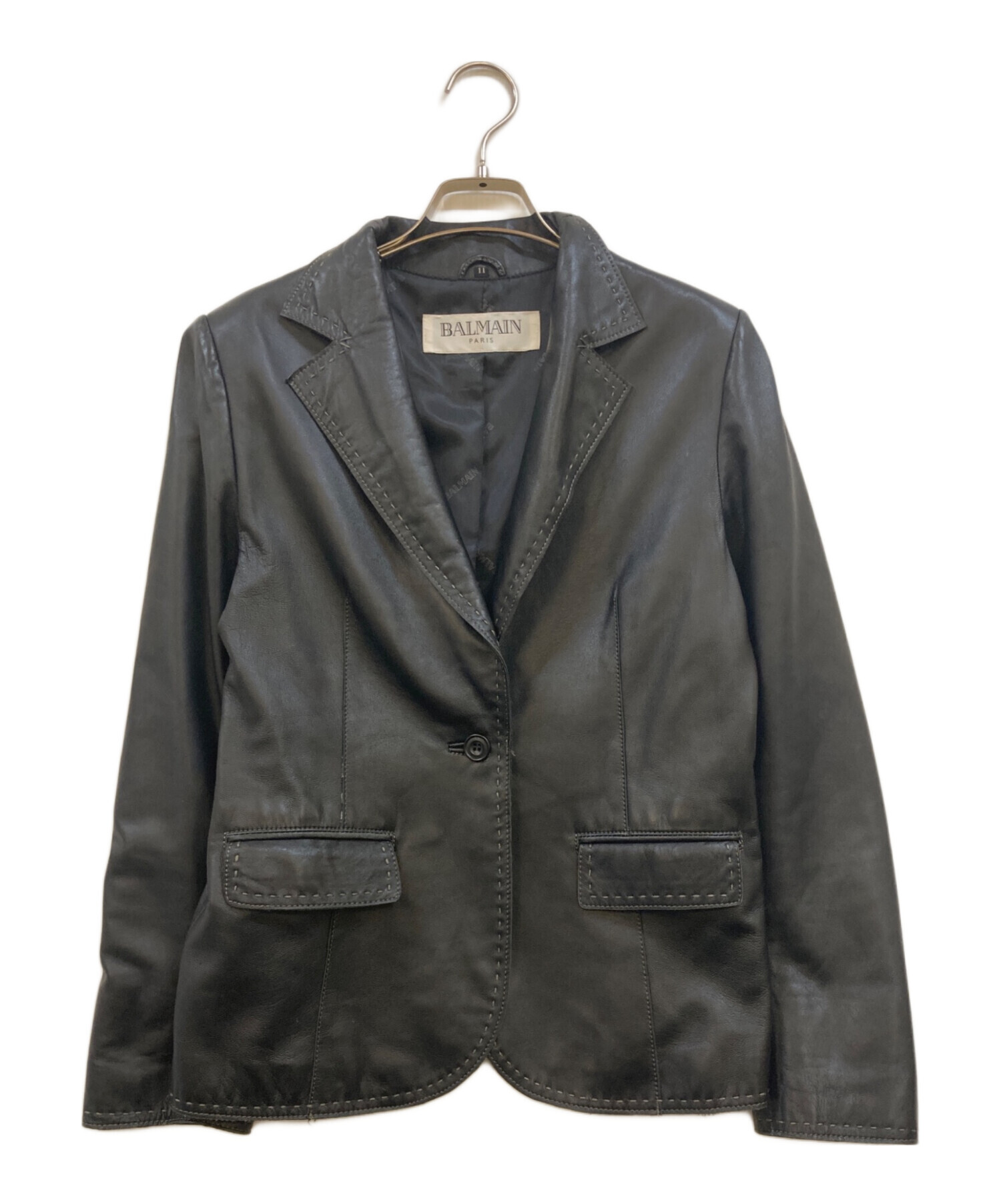 ミッシェル 　BALMAINバルマン　レザージャケット　ラムレザー 中古・古着通販】BALMAIN (バルマン) レザージャケット ブラック