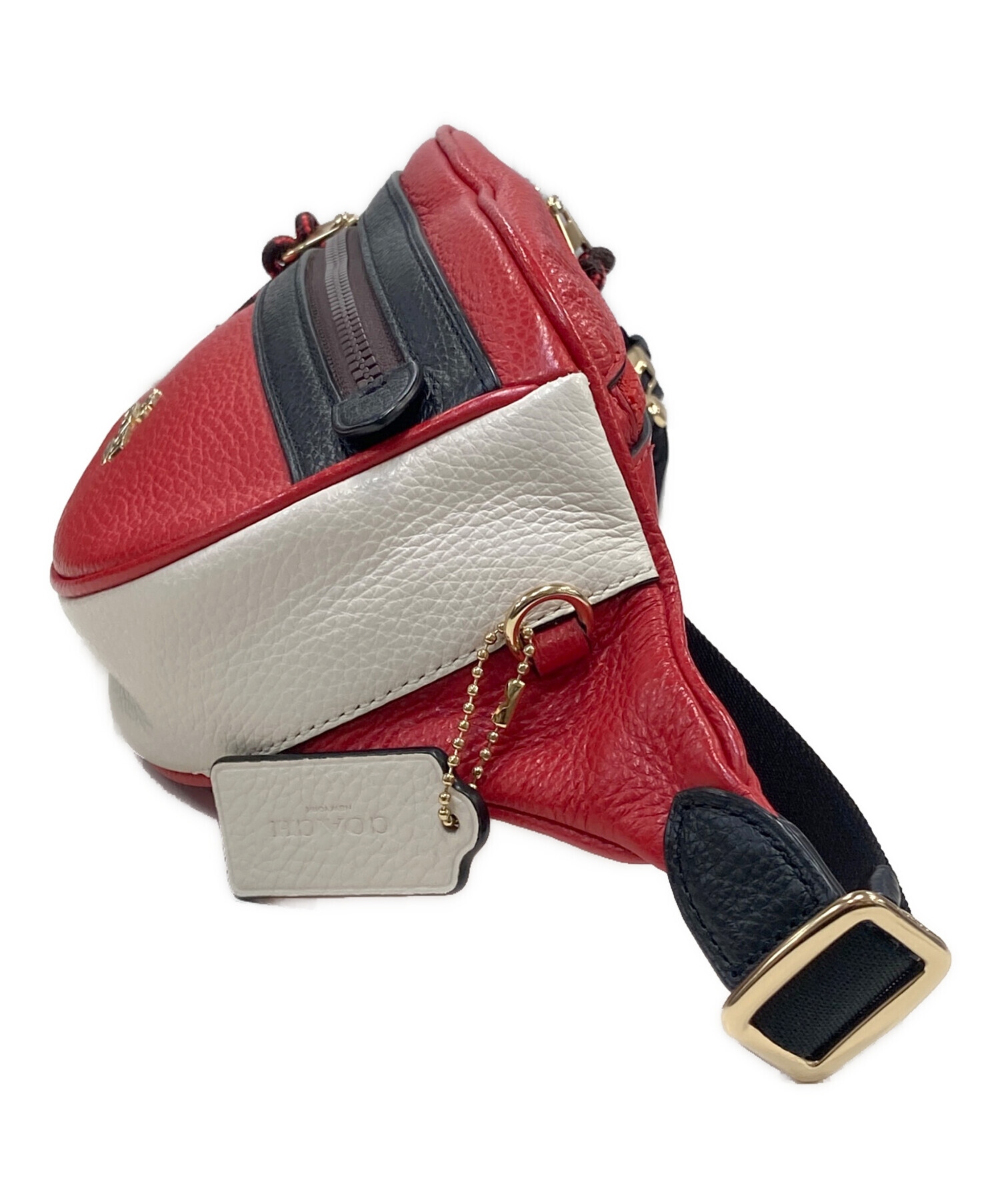 中古・古着通販】COACH (コーチ) バイカラーボディバッグ レッド