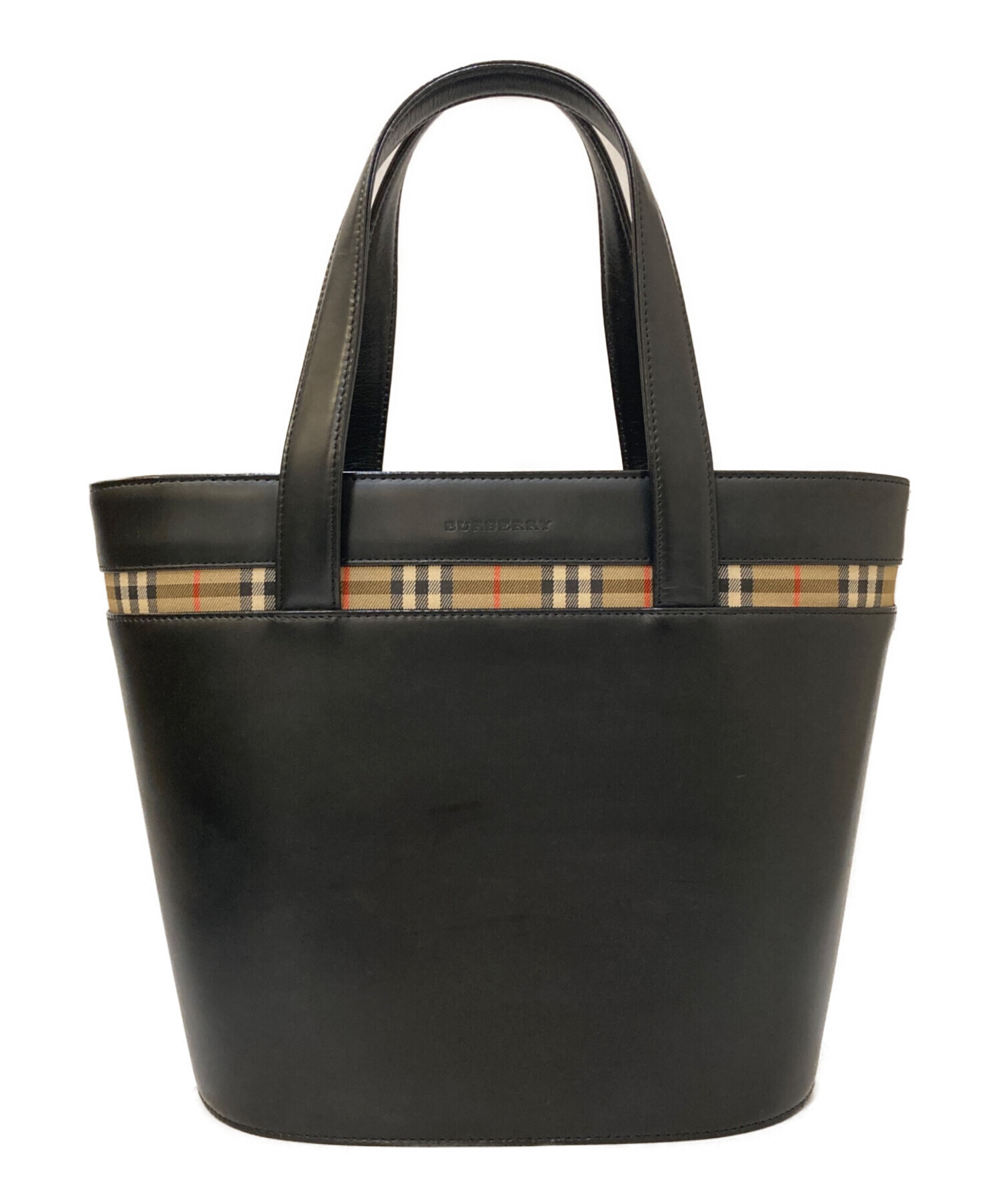 BURBERRY バーバリー レザートートバッグ ホースチェック ブラック 中古・古着通販】BURBERRY (バーバリー) 裏地シャドーホース ノバ