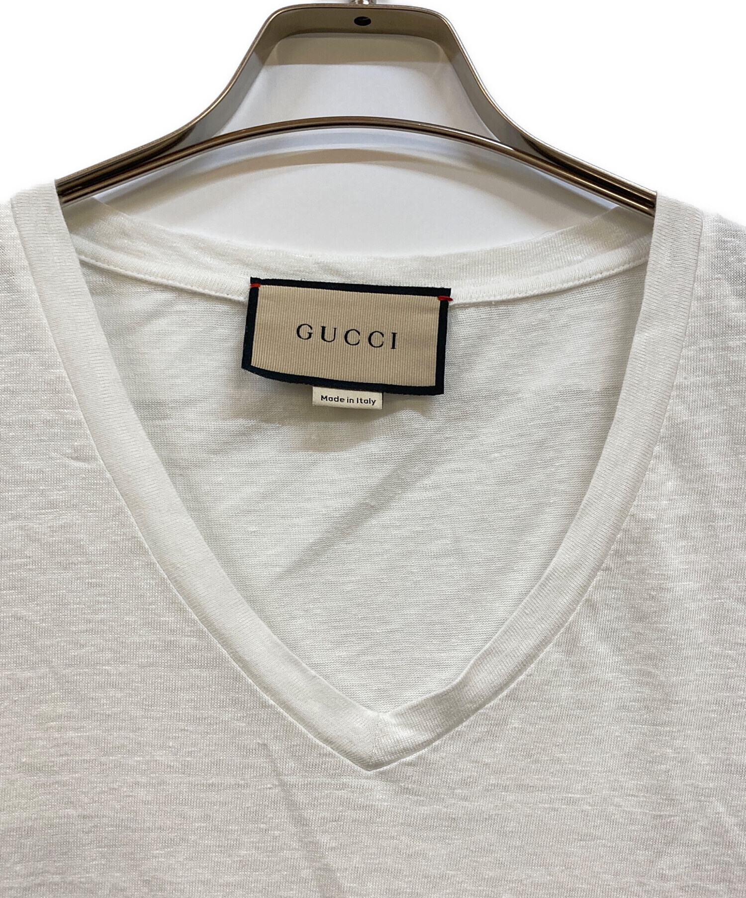 グッチ GUCCI カットソー Tシャツ 半袖 Vネック コットン L ピンク /TY
