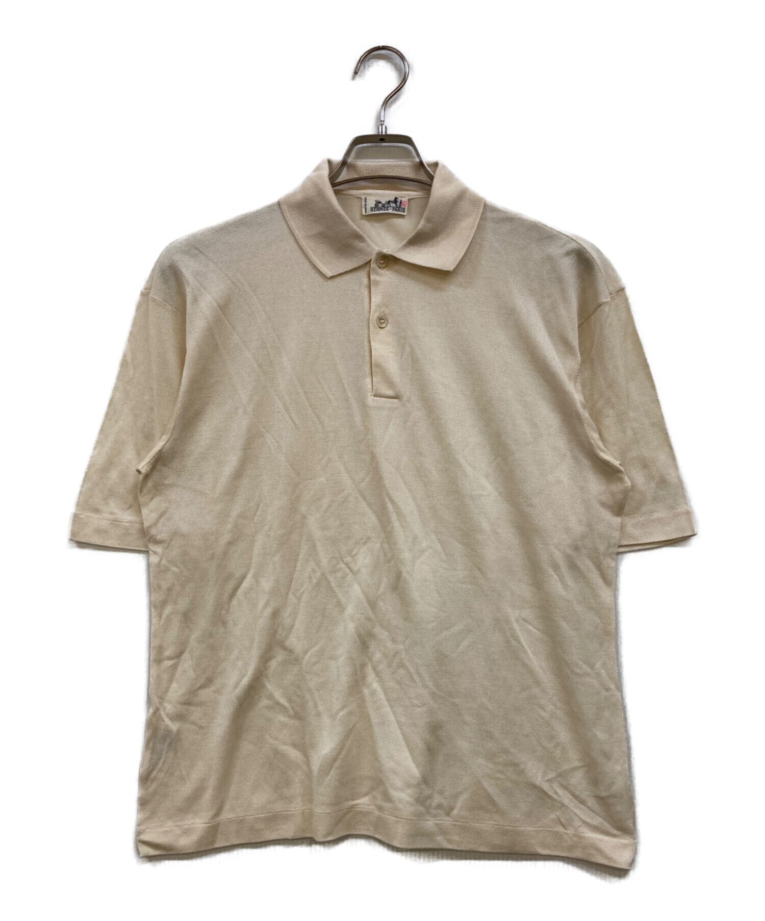 中古・古着通販】HERMES (エルメス) シルクニットポロシャツ ベージュ