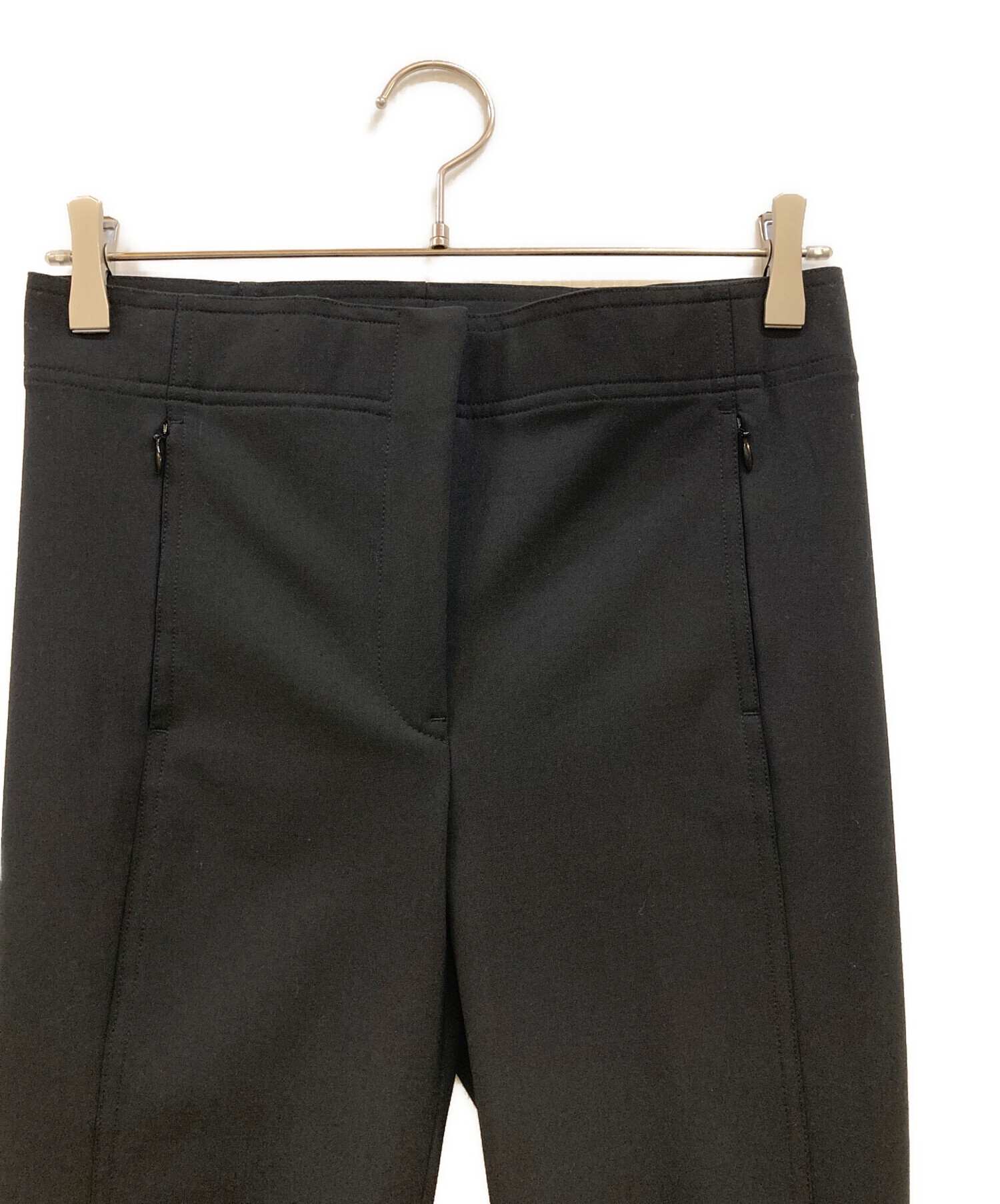 ジルサンダー JIL SANDER ウール裾ジップスラックス44 ブラック 中古・古着通販】JIL SANDER (ジルサンダー) 裾ジップスラックス
