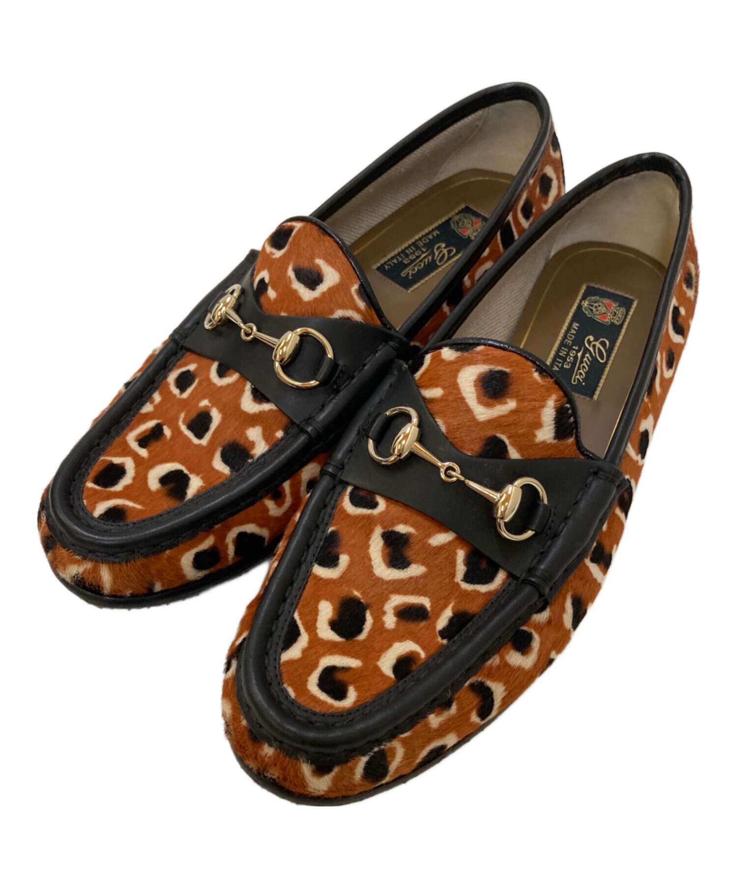 中古・古着通販】GUCCI (グッチ) レオパード柄ハラコ ビットローファー