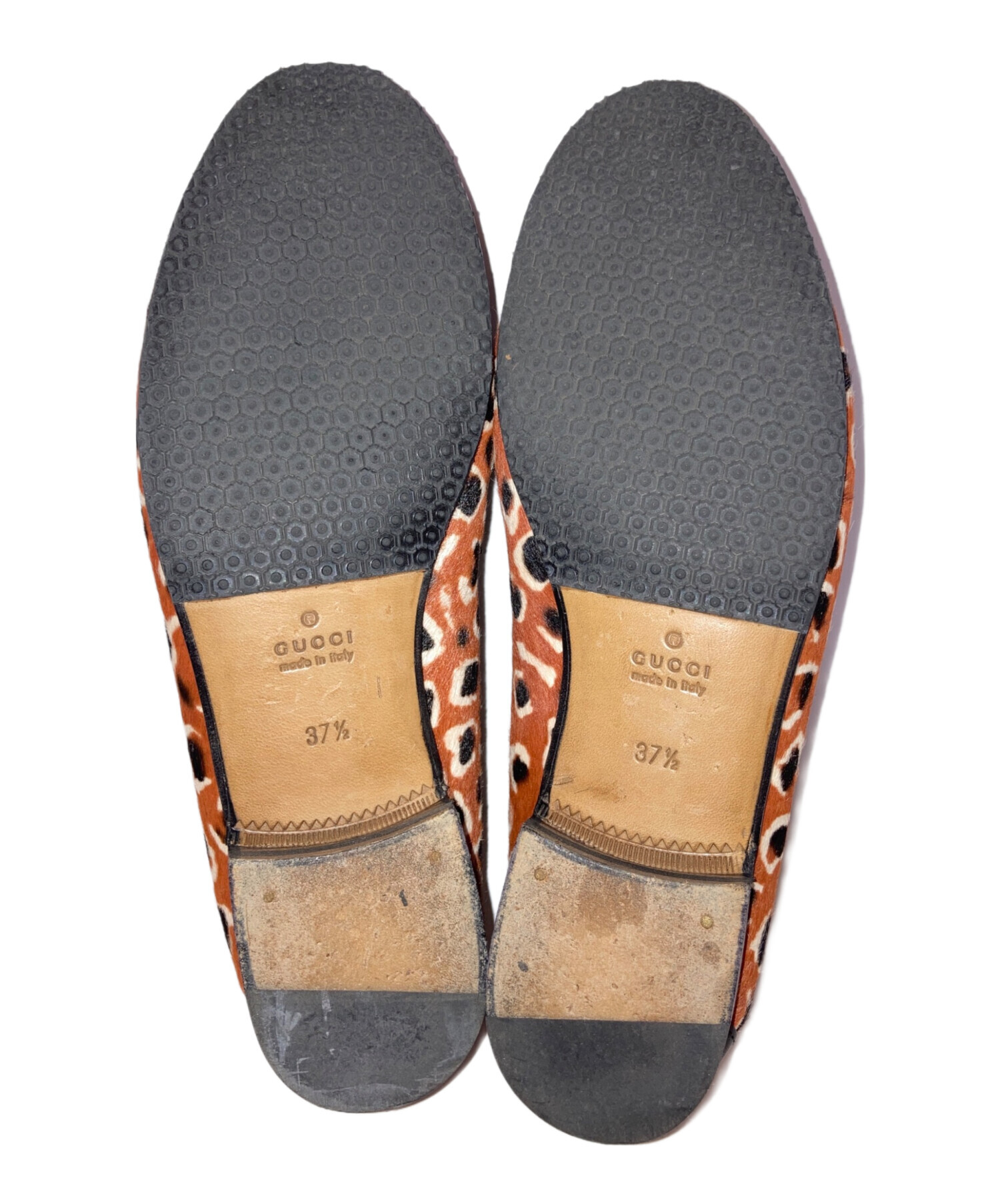 中古・古着通販】GUCCI (グッチ) レオパード柄ハラコ ビットローファー