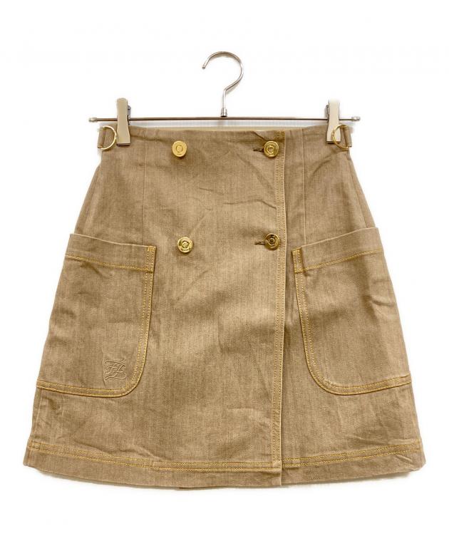 中古・古着通販】FENDI (フェンディ) 金釦ラップミニスカート ブラウン
