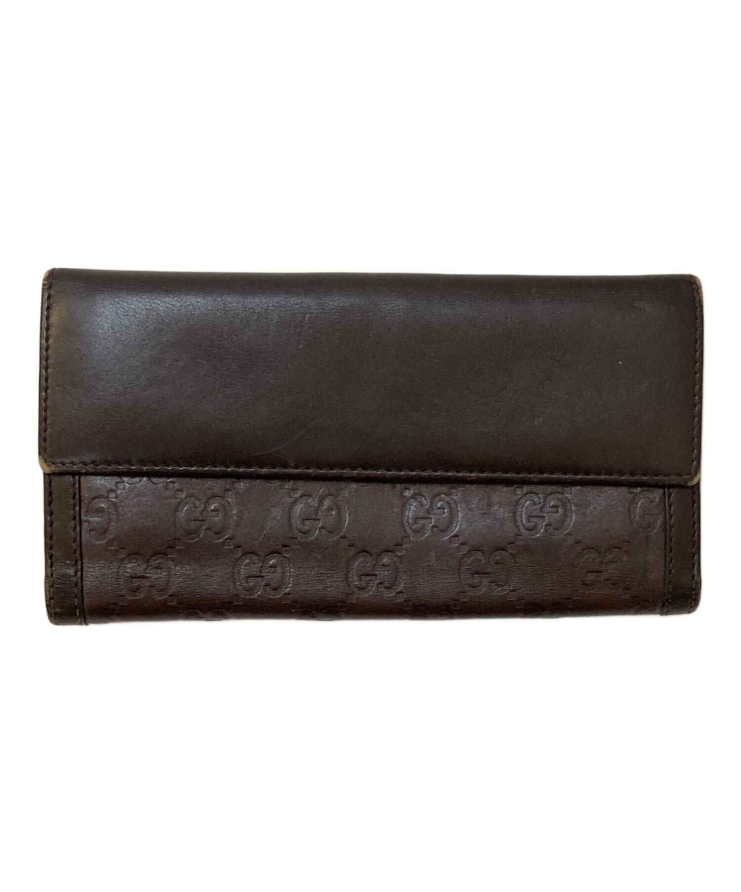 GUCCI グッチシマ GG柄 レザー 長財布 ブラウン 箱付き 直営店購入 中古・古着通販】GUCCI (グッチ) グッチシマ 二つ折り長財布 ブラウン