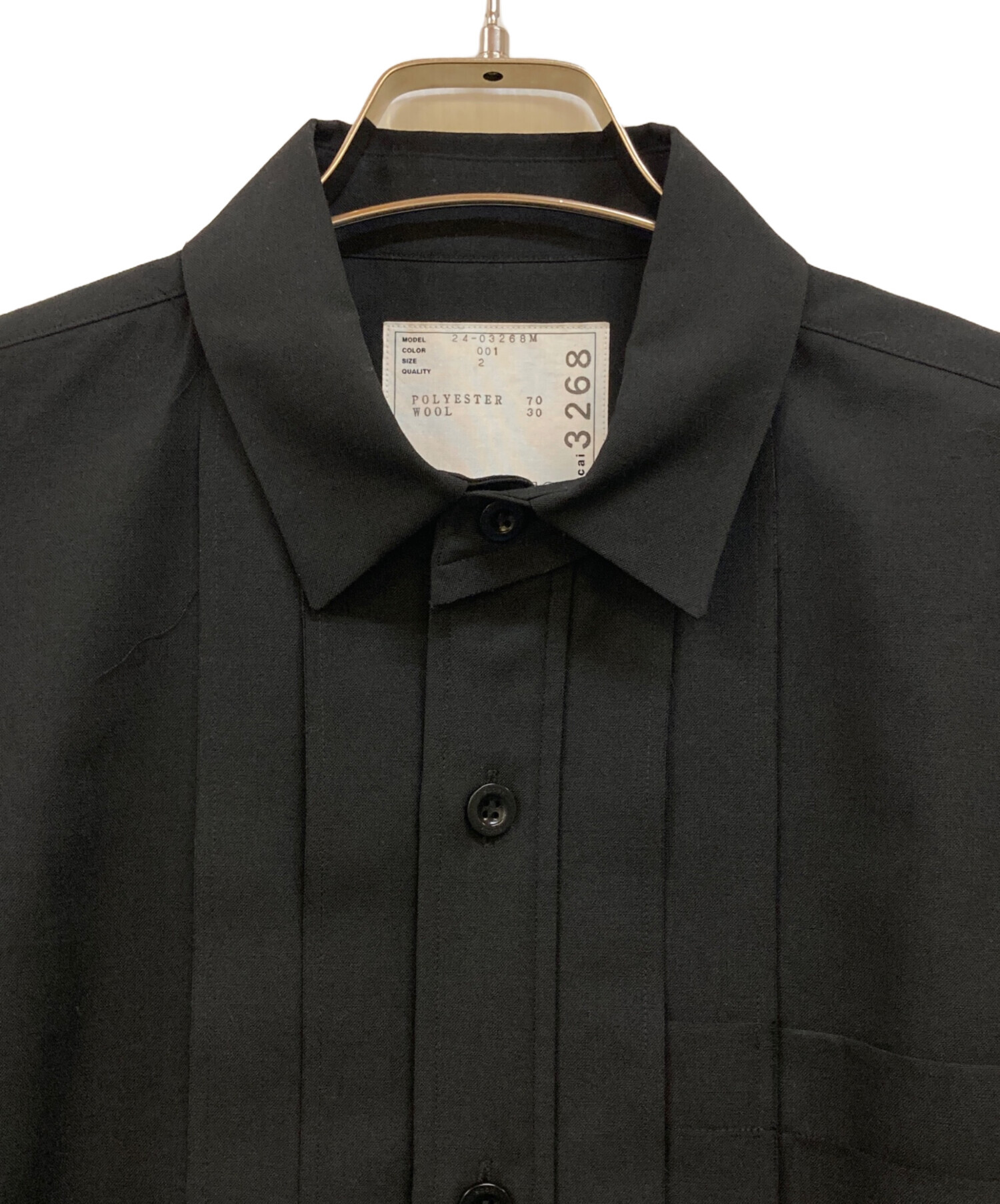 中古・古着通販】sacai (サカイ) ブラックプリーツシャツ ブラック