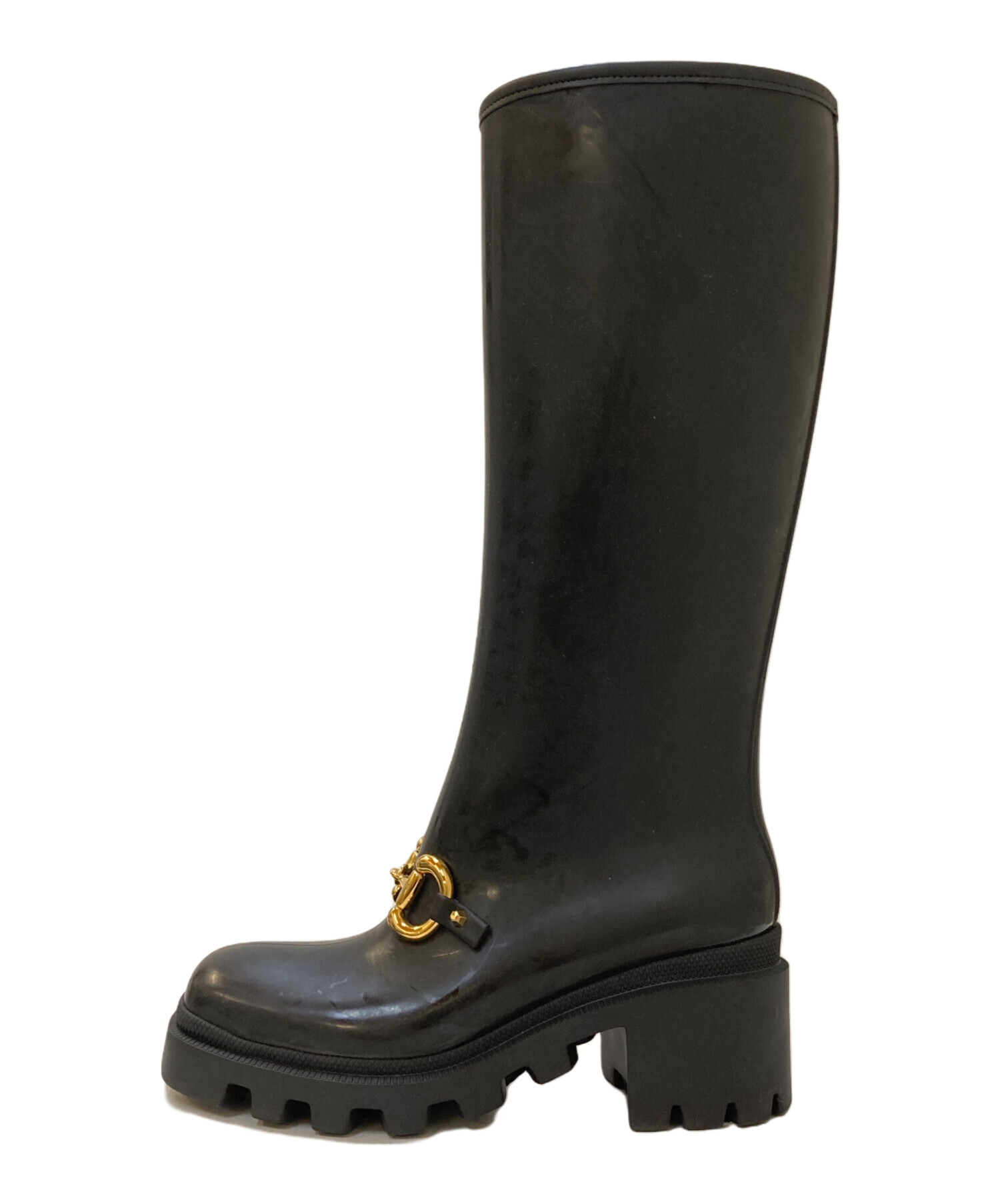 【新品・未使用】GUCCI ホースビット ラバー レインブーツ 38 中古・古着通販】GUCCI (グッチ) ホースビットラバーレインブーツ