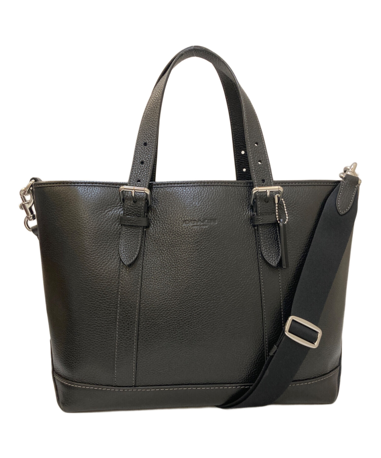 COACH メンズ トートバッグ ブラック レザー 2WAY 中古・古着通販】COACH (コーチ) ワーナー 2WAYレザートートバッグ