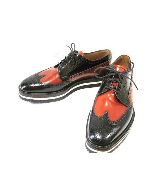 中古・古着通販】PRADA プラダ ウィングチップレザーシューズ ブラック