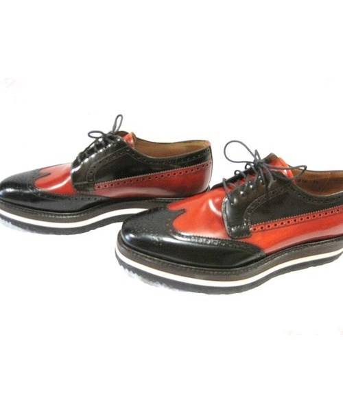 中古・古着通販】PRADA プラダ ウィングチップレザーシューズ ブラック