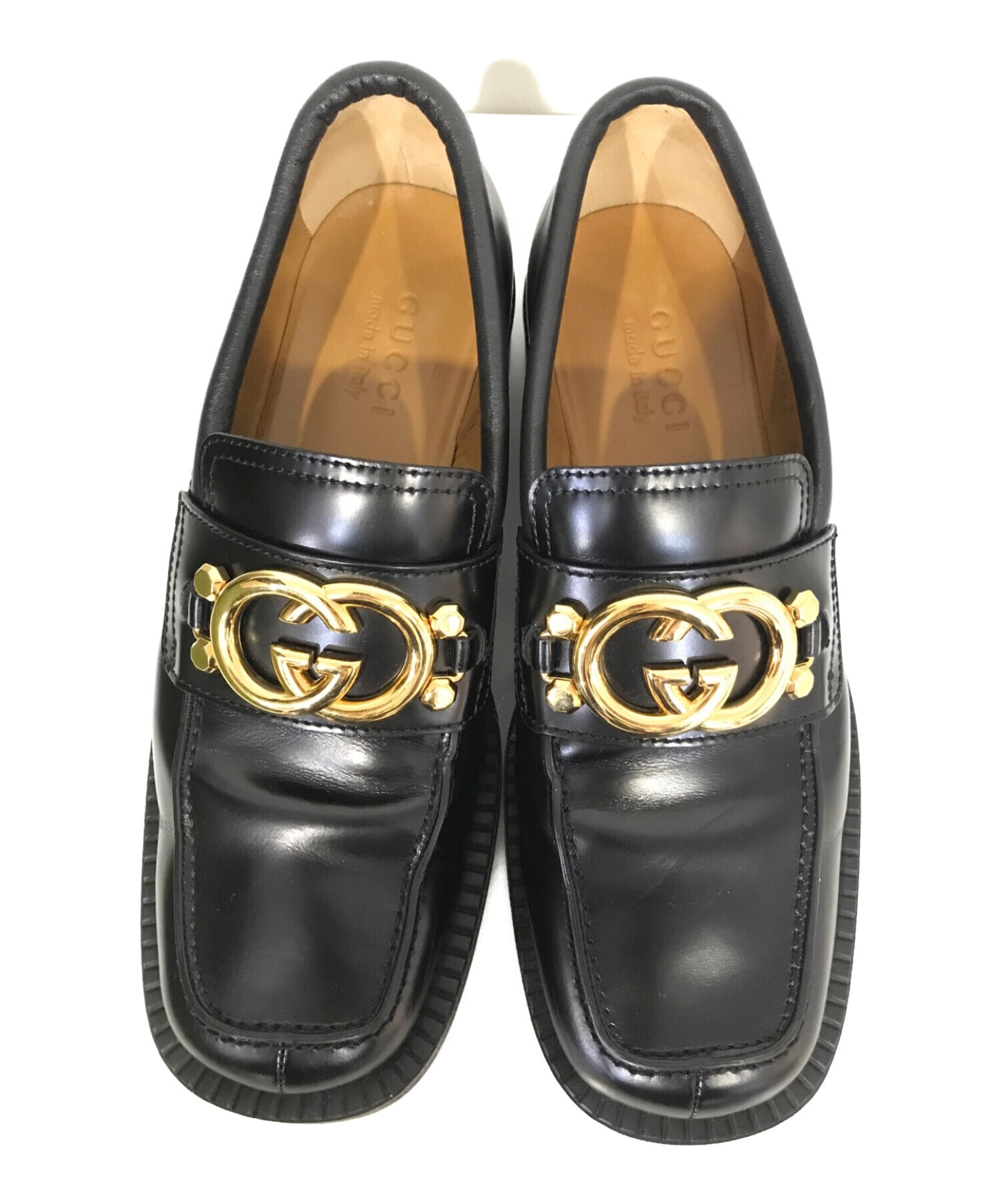 中古・古着通販】GUCCI (グッチ) LOAFERS インターロッキング G レザー 