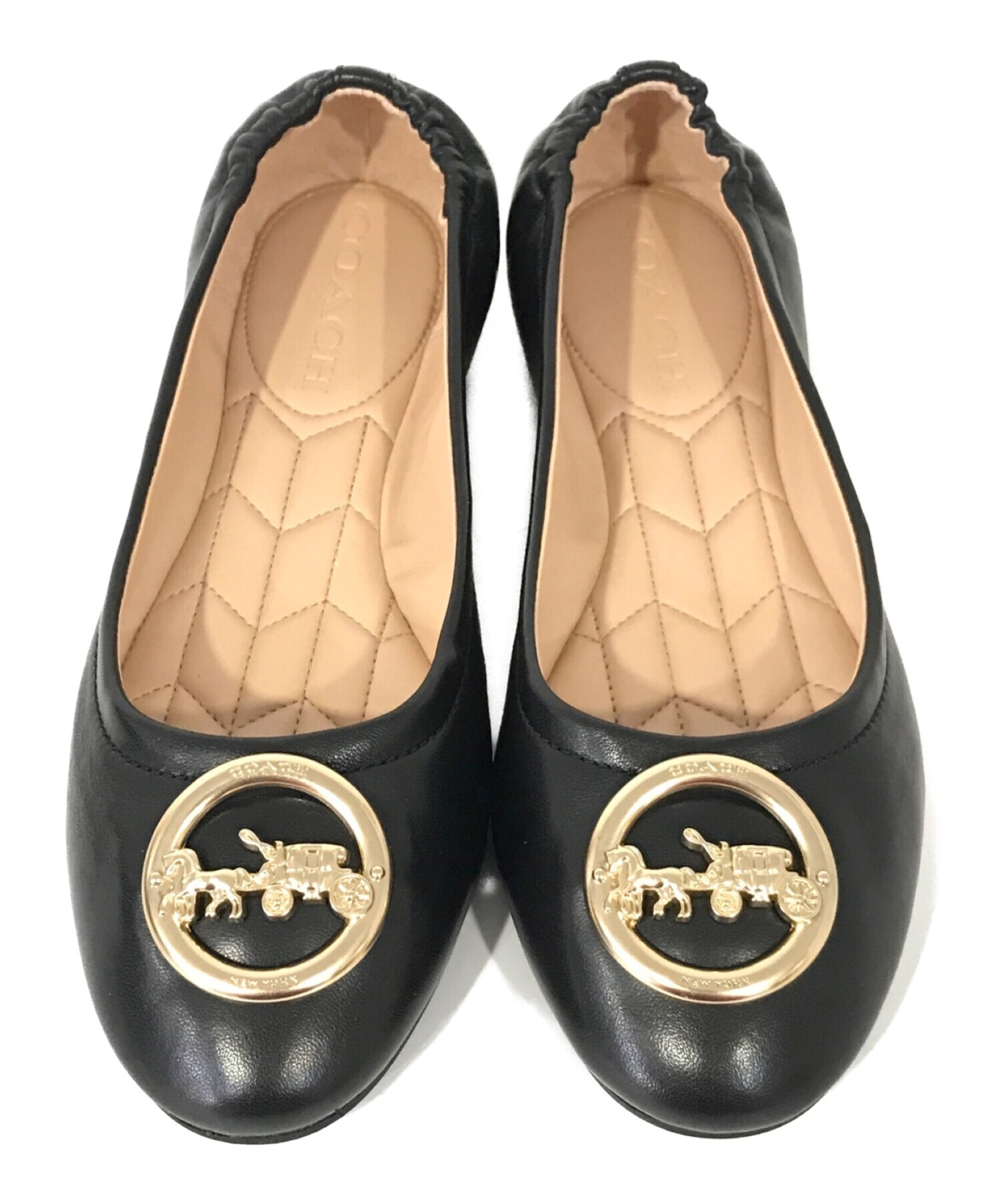 中古・古着通販】COACH (コーチ) フラットパンプス ブラック 中古・古着通販】COACH (コーチ) フラットパンプス ブラック
