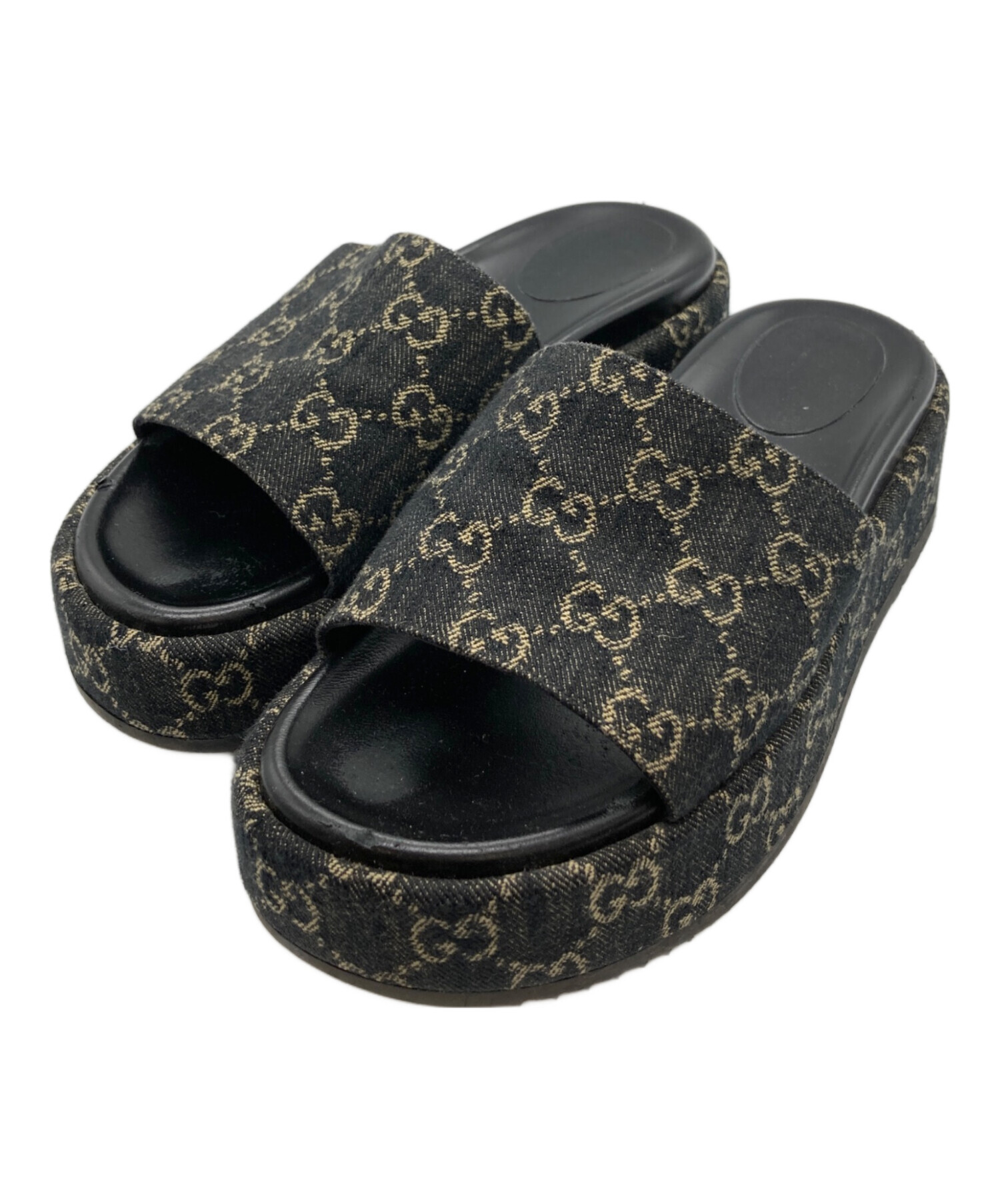 中古・古着通販】GUCCI (グッチ) プラットフォームサンダル ブルー 