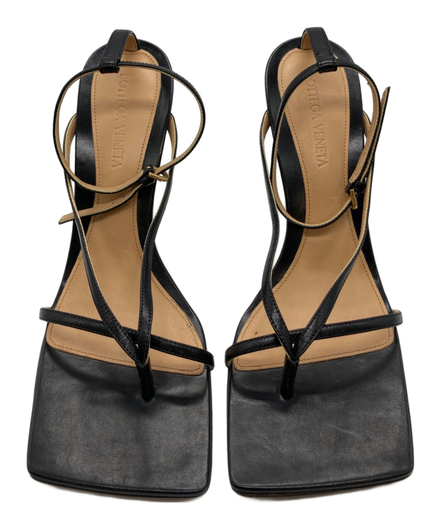 BOTTEGA VENETA ブラック ストラップ サンダル 中古・古着通販】BOTTEGA VENETA (ボッテガベネタ) ストレッチ