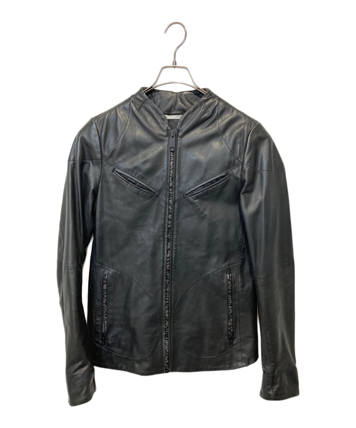 ［未使用］DENHAM レザージャケット ブラック XS フリンジ カジュアル 未使用］DENHAM レザージャケット ブラック XS フリンジ カジュアル