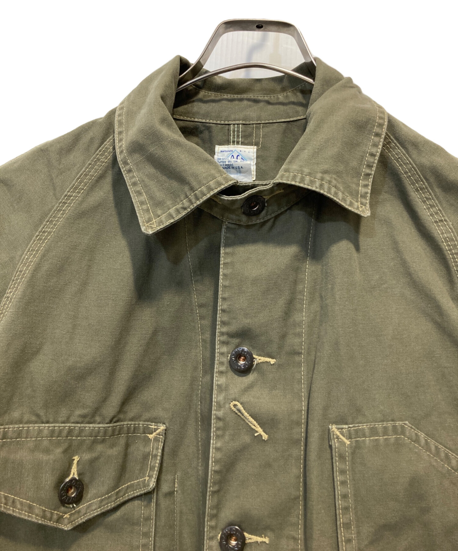 USA製 ポストオーバーオールズ カバーオール グリーン S ジャケット 中古・古着通販】POST O'ALLS (ポストオーバーオールズ) チンスト付き